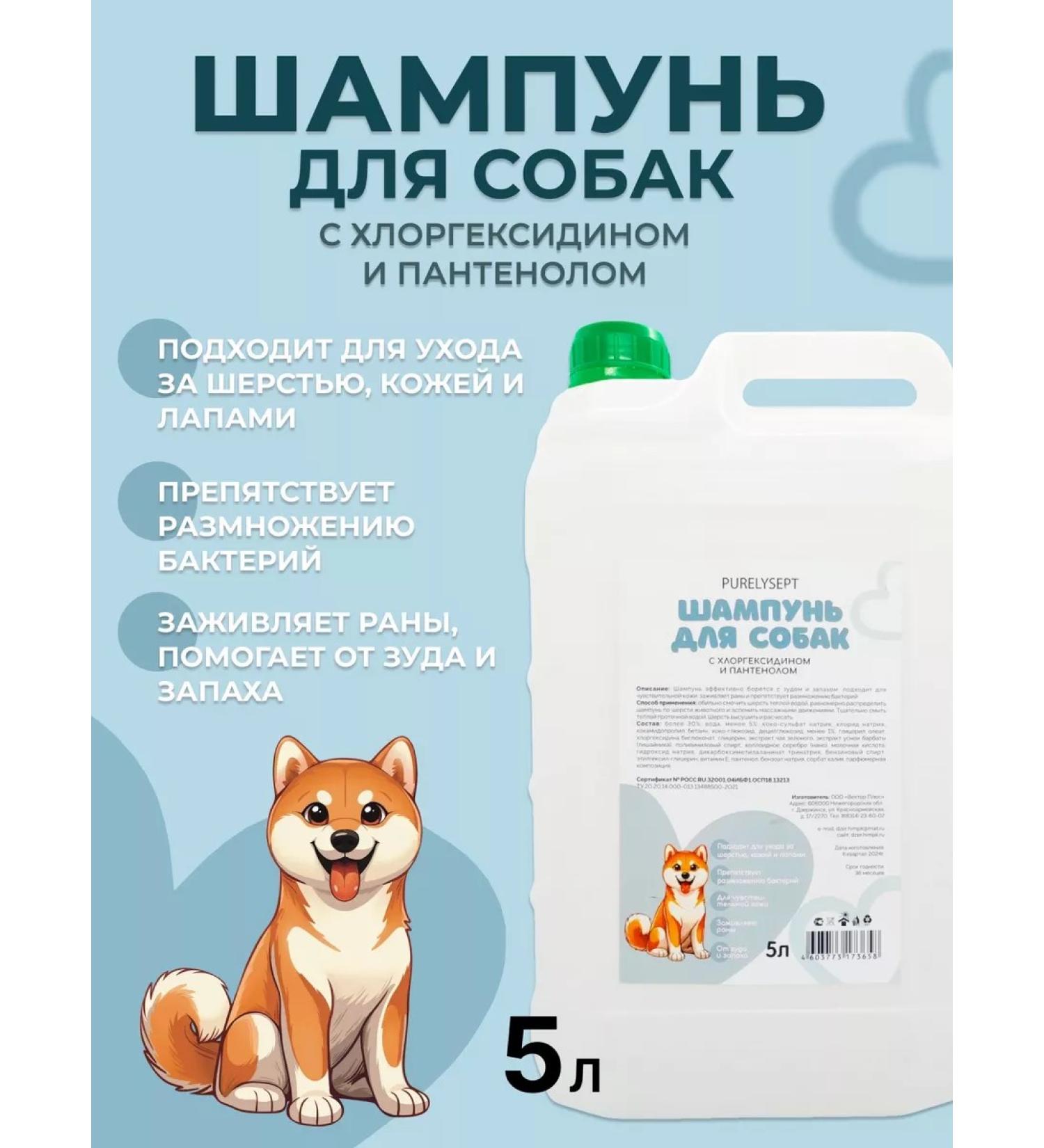 Purelysept Dog shampoo with chlorhexidine and panthenol 5l - Buy Online on GoSupps.com