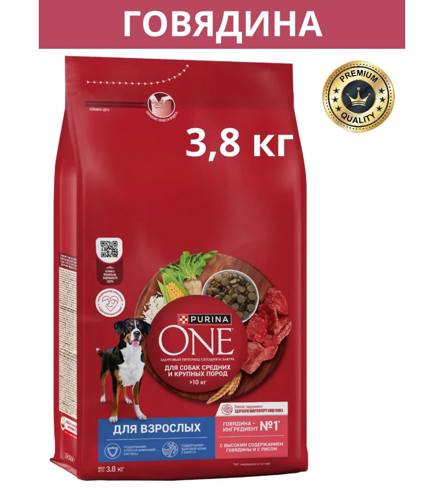 PURINA ONE For adult dogs beef with rice 3.8 kg - Buy Online on GoSupps.com