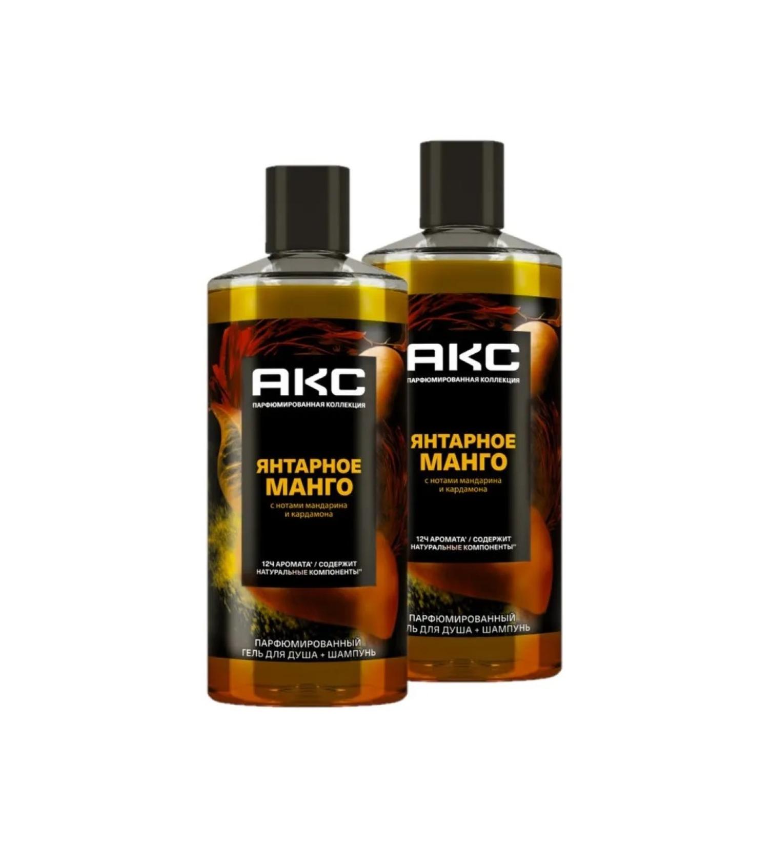 AKC Shower gel and shampoo 2v1 amber mango 12h 400 ml 2pcs - Buy Online on GoSupps.com