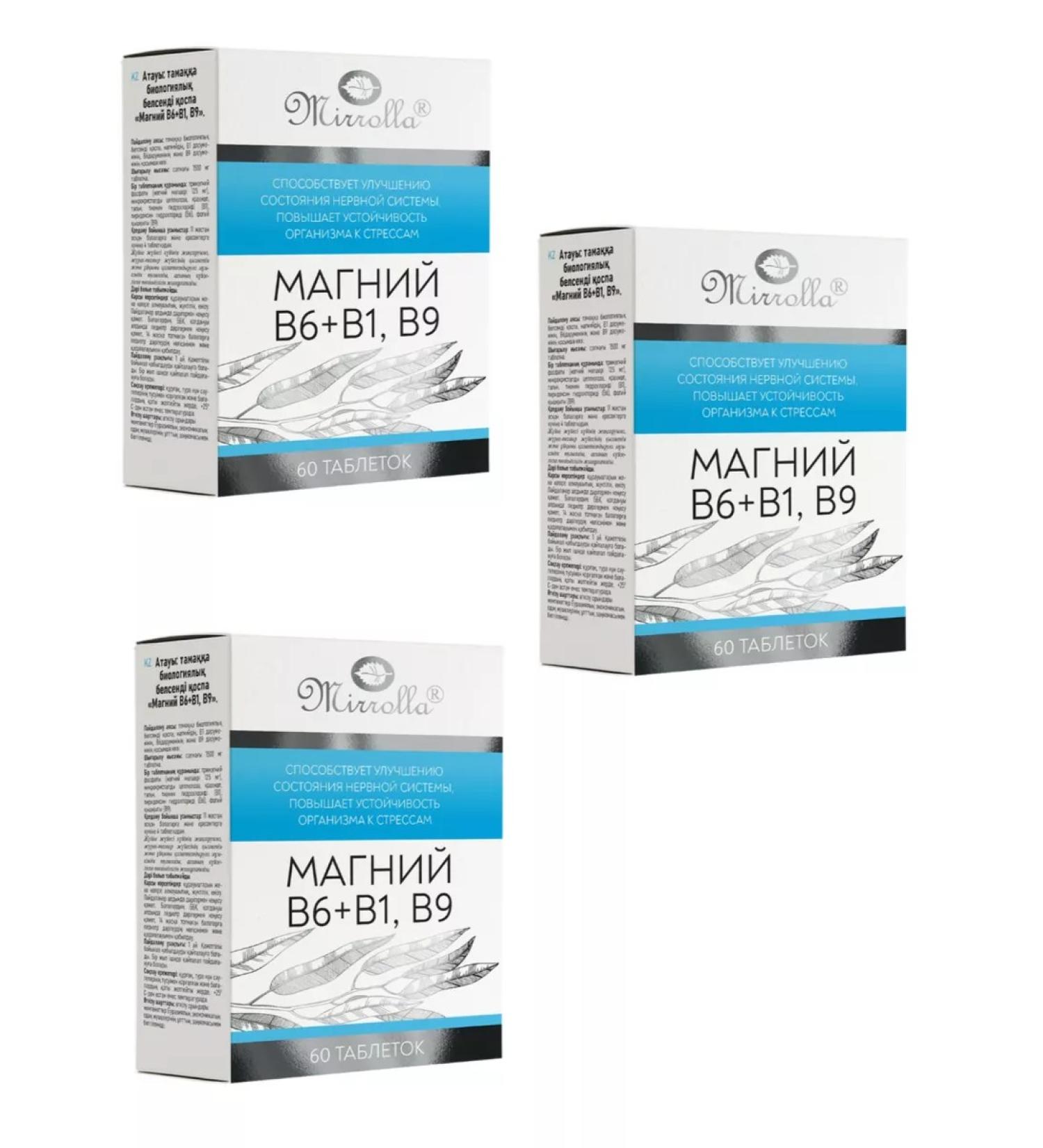 Mirrolla Magnesium B6+B1 B9 60 tablets of 1350MG-3UP - Buy Online on GoSupps.com