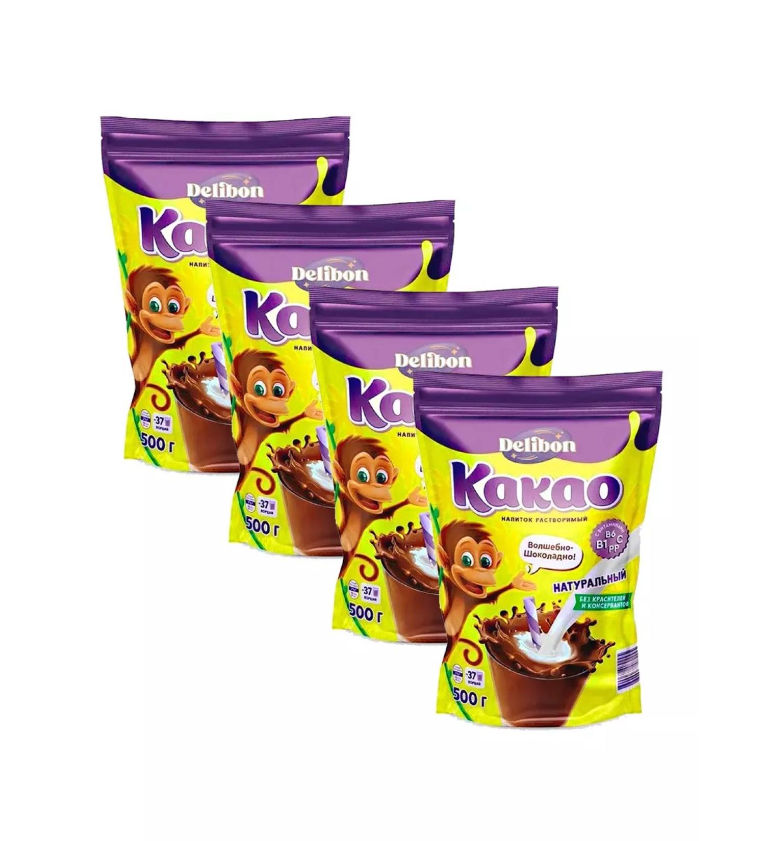 Delibon Cocoa drink is soluble vitaminized 500g 4pcs