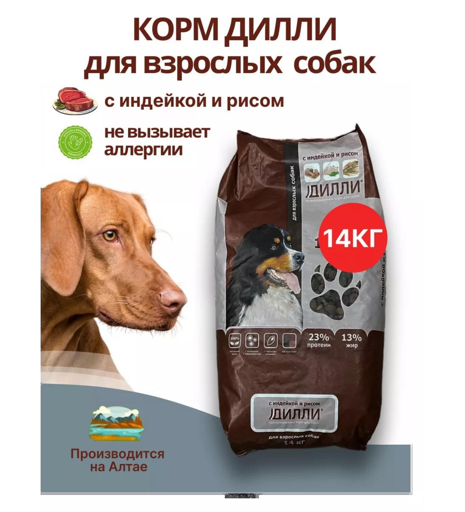 DILLY Dry food for dogs full -time with turkey and rice 14 kg - Buy Online on GoSupps.com