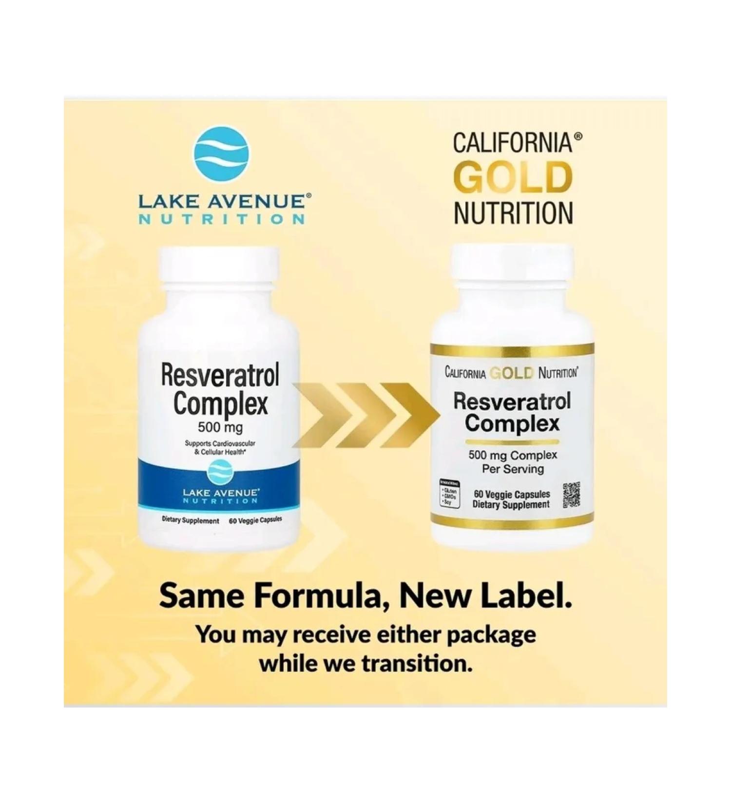 Lake Avenue Nutrition Complex with resveratrol 500 mg 60 capsules - Buy Online on GoSupps.com