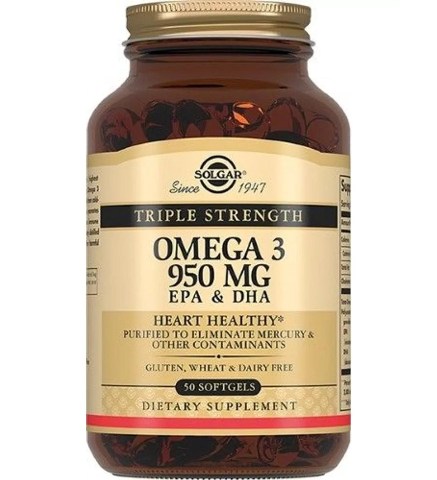 SOLGAR Triple omega-3 950mg EPK and DGK N50 caps-1pcs - Buy Online on GoSupps.com