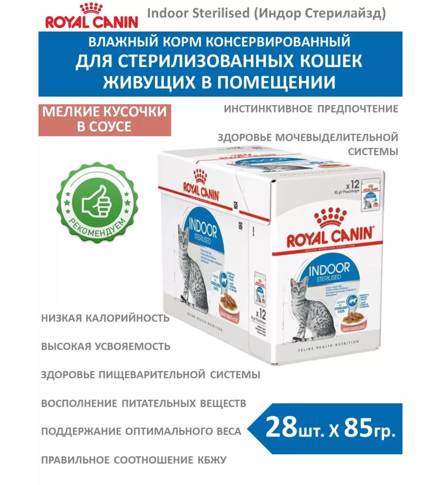 ROYAL CANIN Wet food indodor sterilizes in sauce 85 g 28 pcs - Buy Online on GoSupps.com