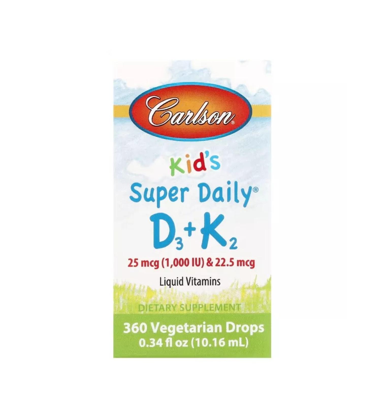Carlson Labs Vitamin D3 and K2 Super Daily D3 + K2 for children - Buy Online on GoSupps.com