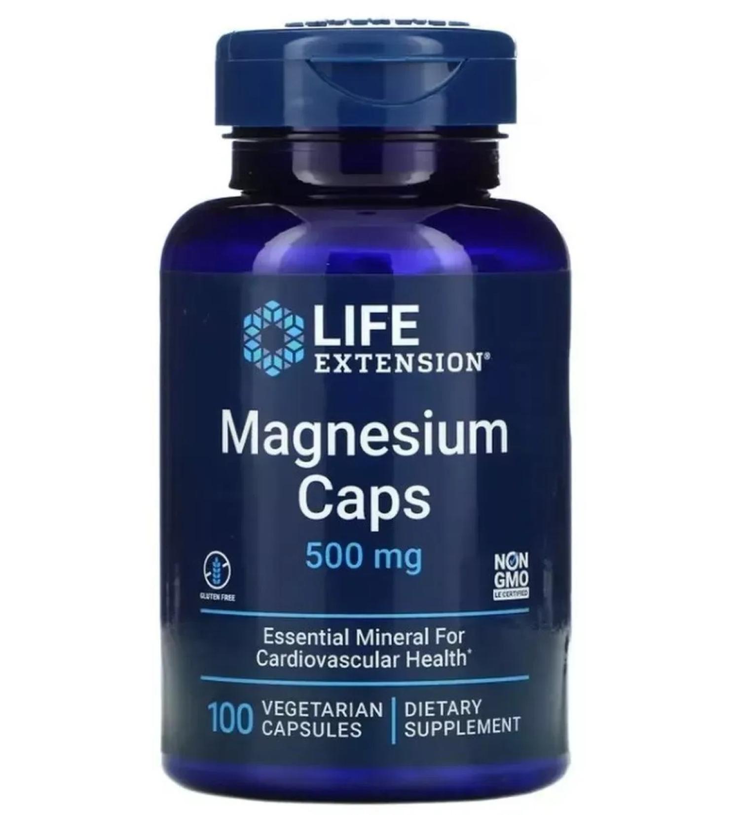 Life extension Magnesium vitamins Magnesium Caps 500 mg 100 caps - Buy Online on GoSupps.com