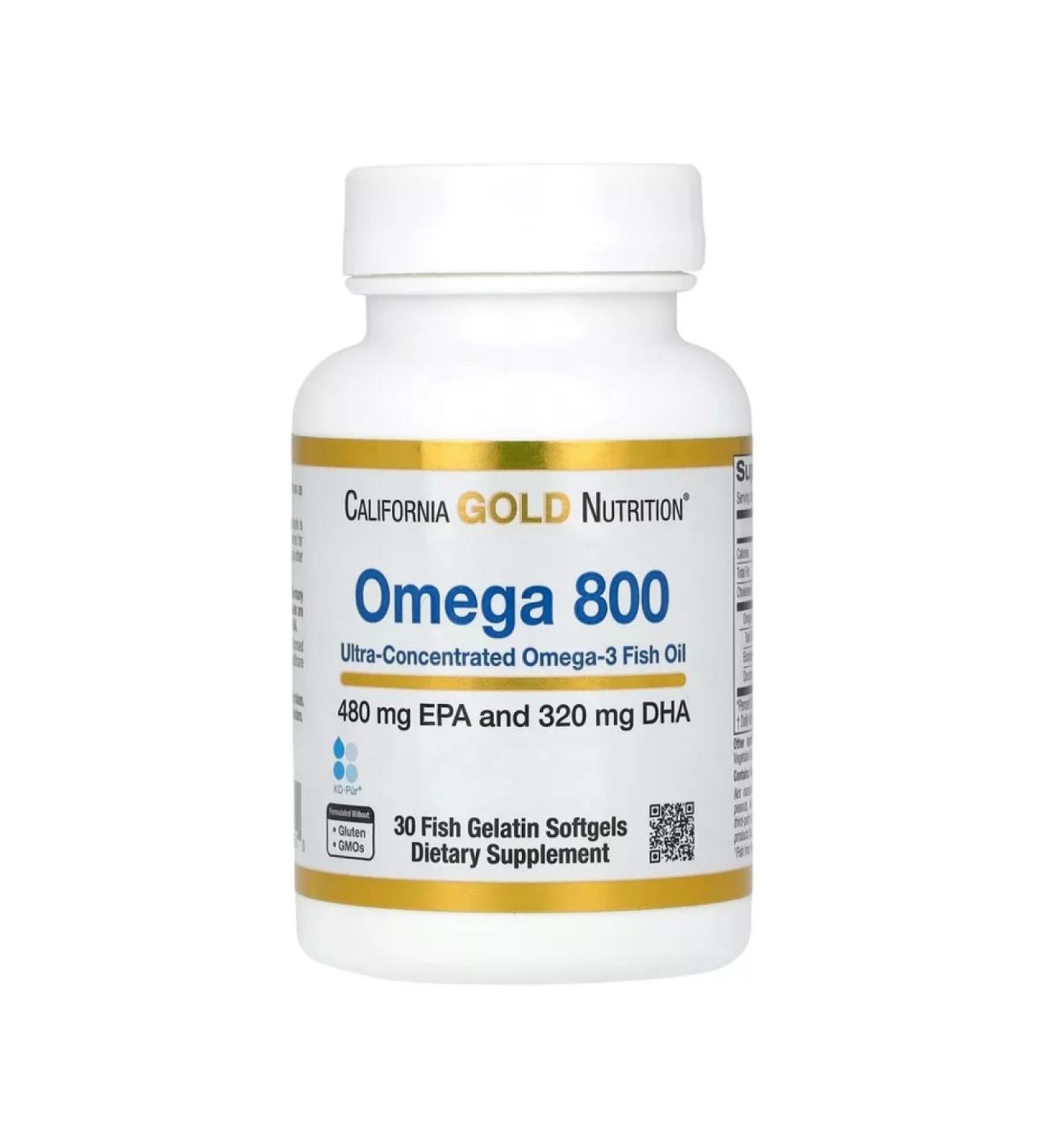 California Gold Nutrition Omega 800 fish oil 1000 mg 30 capsules - Buy Online on GoSupps.com