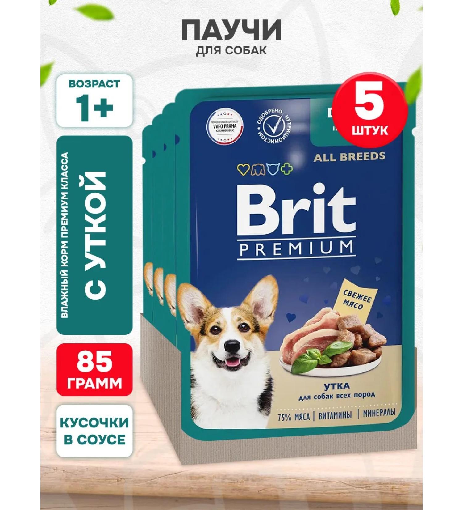 Brit Wet feed Premium for dogs duck in sauce 85 g 5 pcs - Buy Online on GoSupps.com