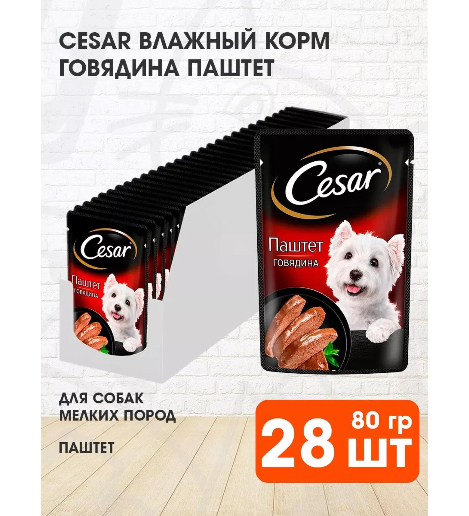 CESAR Dog food small moist beef paste 80 g 28 pcs - Buy Online on GoSupps.com