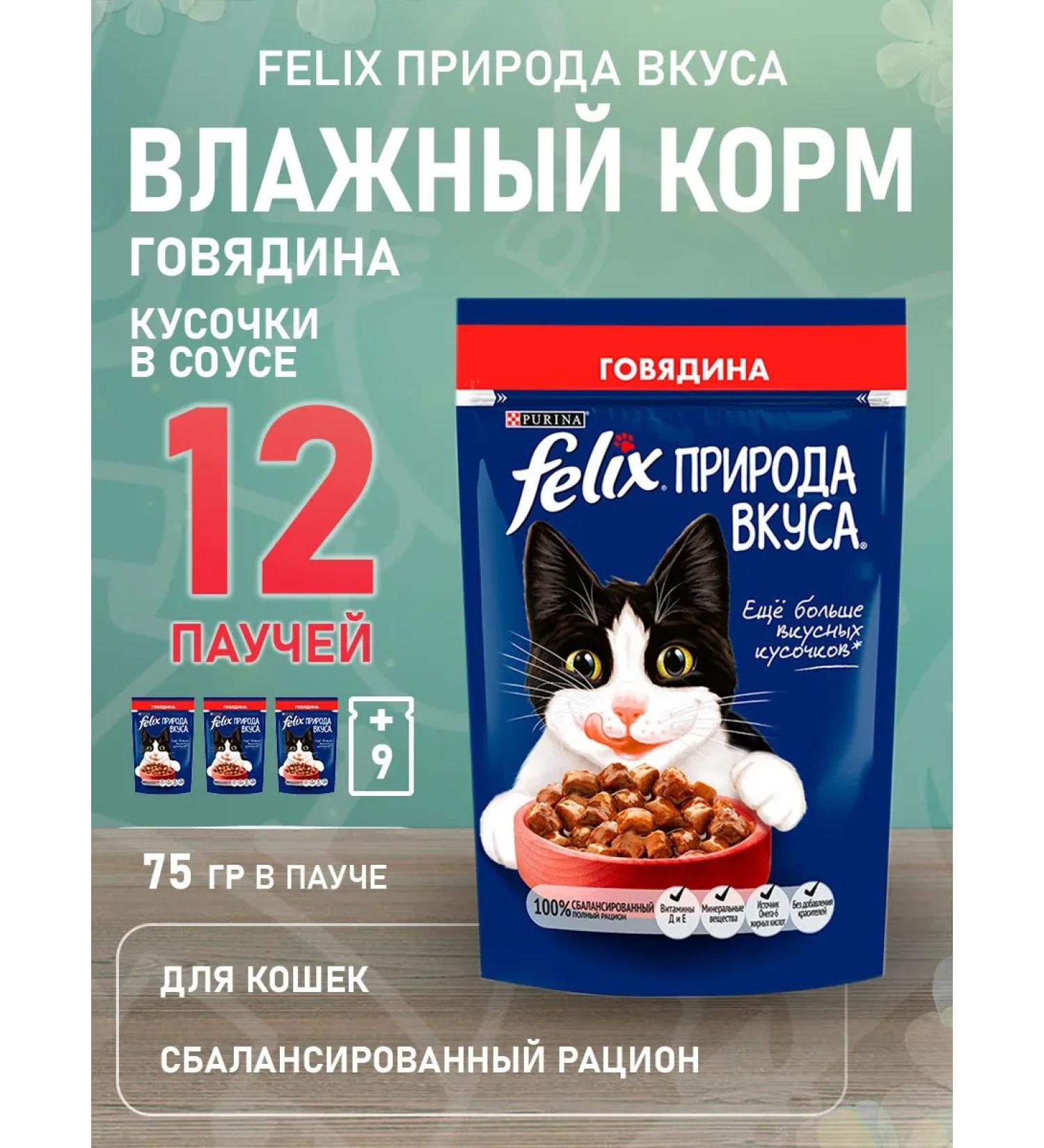 FELIX Feed is the humid nature of taste for cats beef 75 g 12 pcs - Buy Online on GoSupps.com