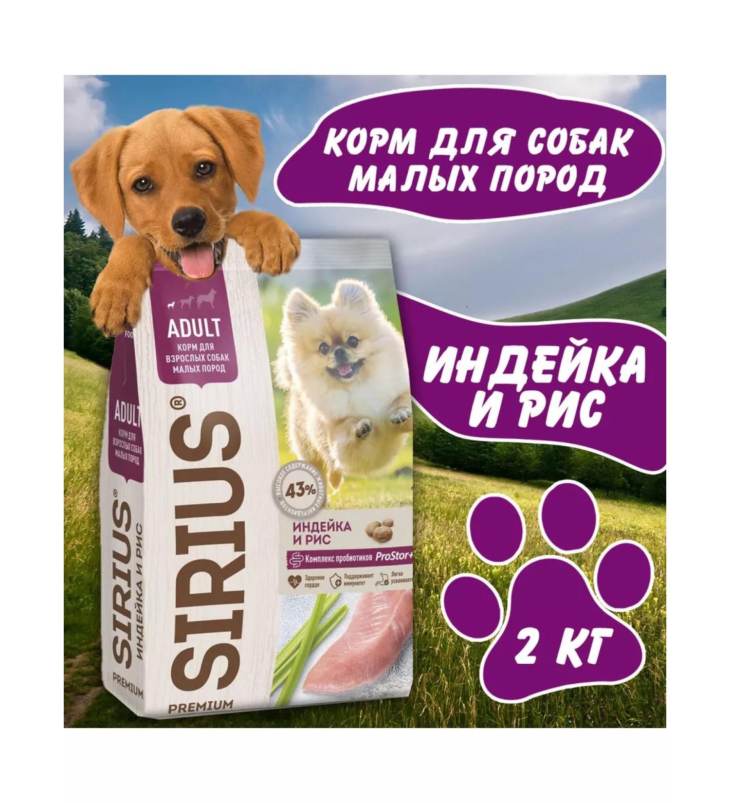 SIRIUS Dry food for dogs of small breeds with turkey 2 kg - Buy Online on GoSupps.com