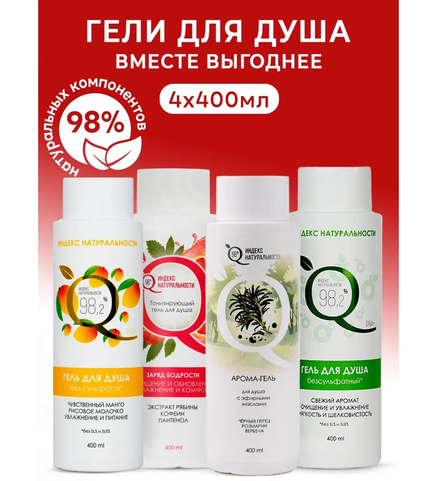 Naturalness Index Cosmetic set of natural shower gels 400 x 4 - Buy Online on GoSupps.com