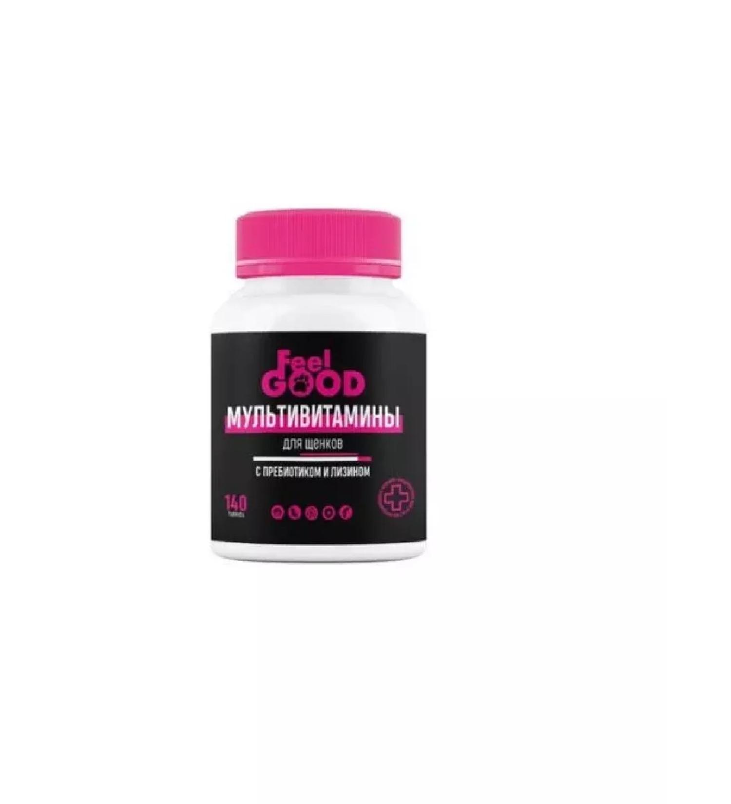 FeelGood Multivitamins for puppies with prebiotic and lysine 140 tab - Buy Online on GoSupps.com