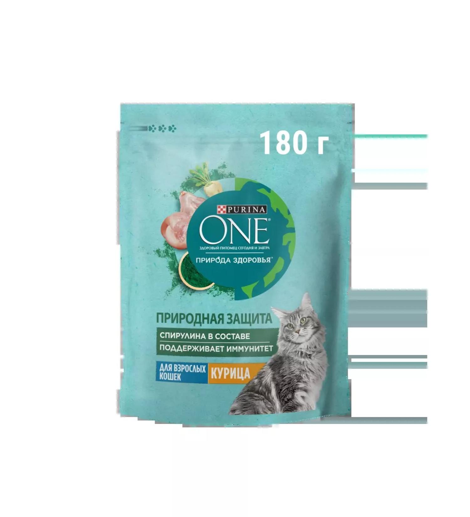 PURINA ONE CAT 'Nature of Health' Spirulin and Chicken 180 g 5 pcs - Buy Online on GoSupps.com