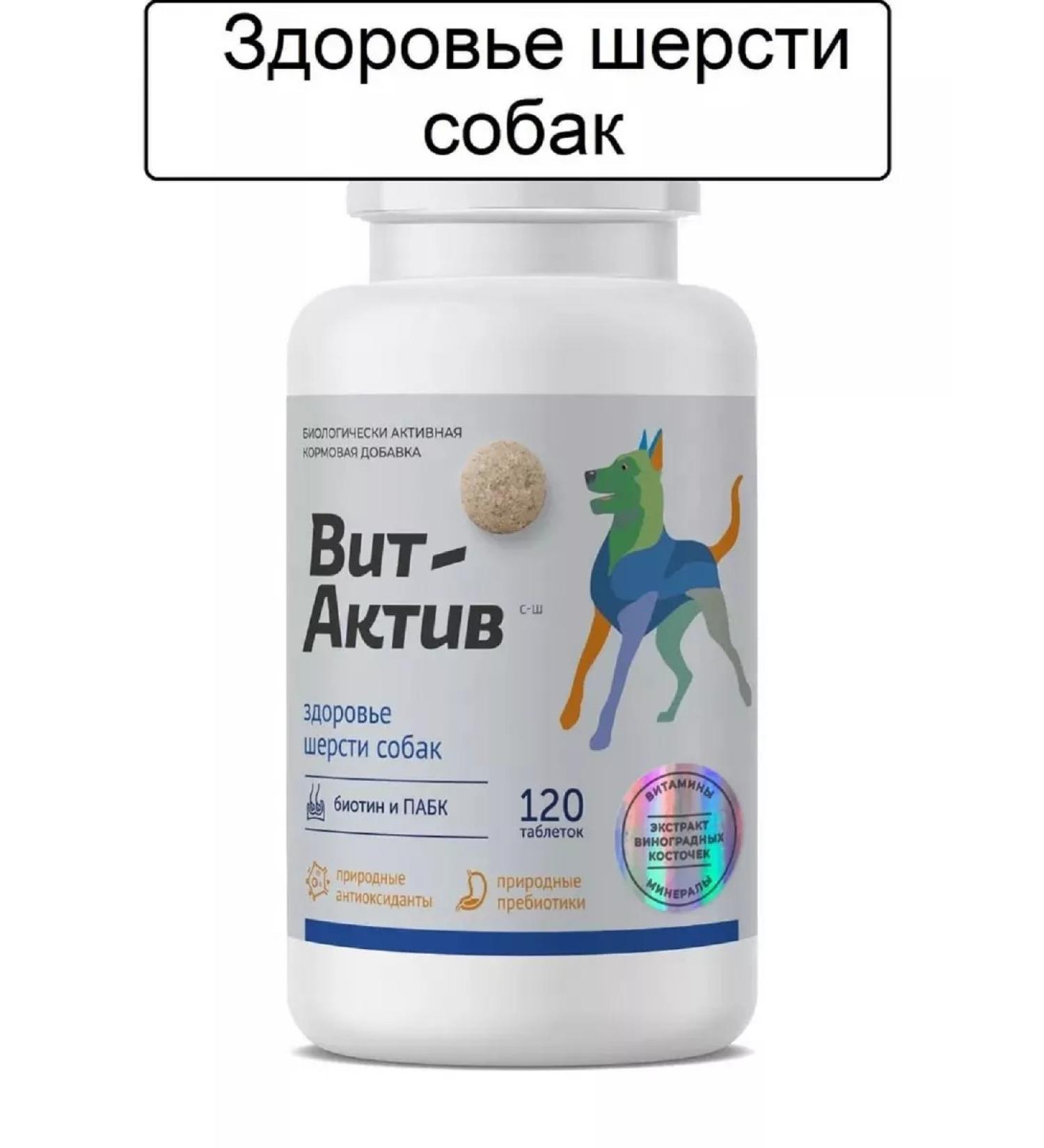 Vit-Active Vitamin-mineral complex Health of dog wool 120Tab - Buy Online on GoSupps.com
