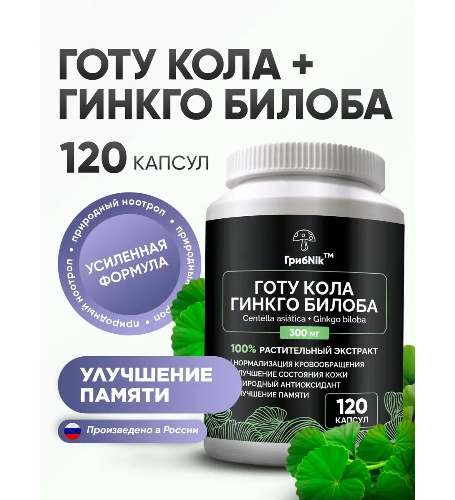 MushroomNik Gotha Kola and ginkgo bilobe for brain memory 120 capsules - Buy Online on GoSupps.com