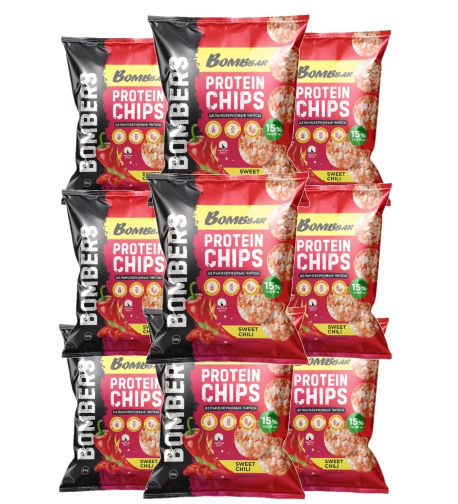 10pcs bombbar chips whole grain with taste sweet chili 50g
