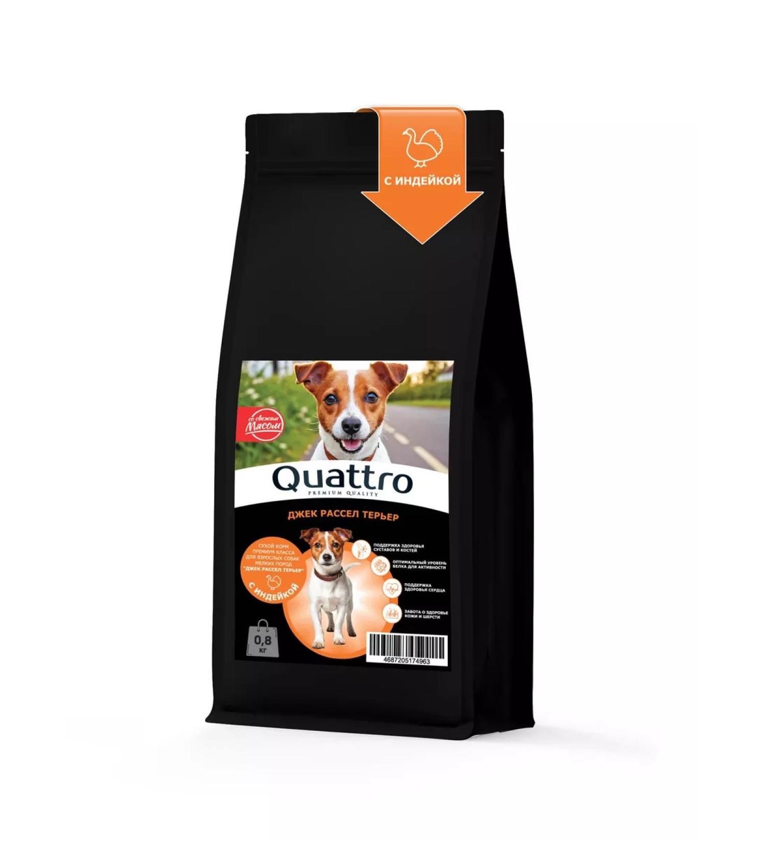 QUATTRO Dog food for dogs Jack Russell Terrier turkey 800 g - Buy Online on GoSupps.com