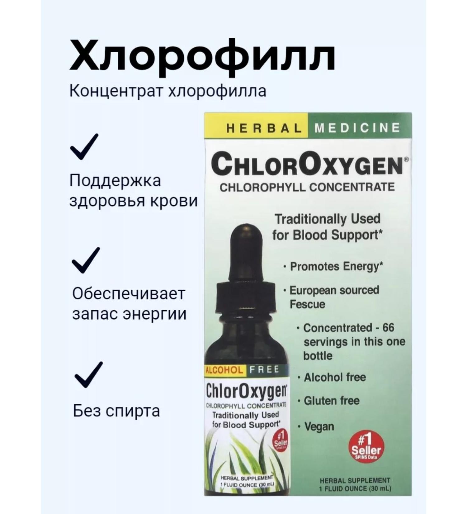 Herbs Etc Chlorophyll concentrate Chloroxygen 30 ml - Buy Online on GoSupps.com