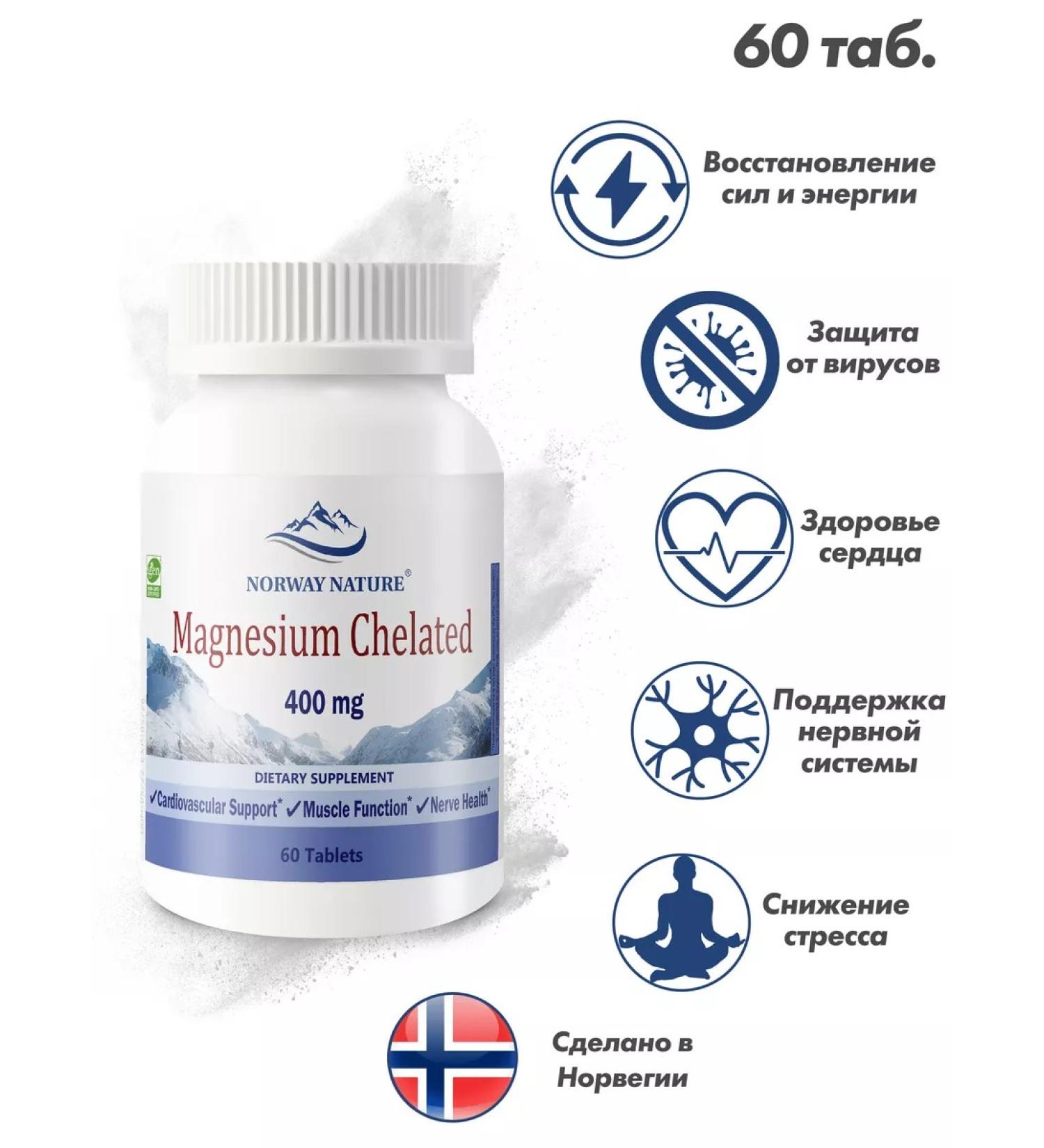 Norway Nature Magnesium Helat 400 mg magnesium + glycinate - Buy Online on GoSupps.com