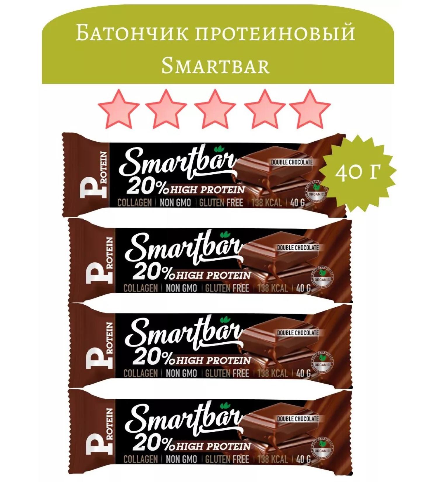 Smartbar Baton Prootein double chocolate 40g 4pcs - Buy Online on GoSupps.com