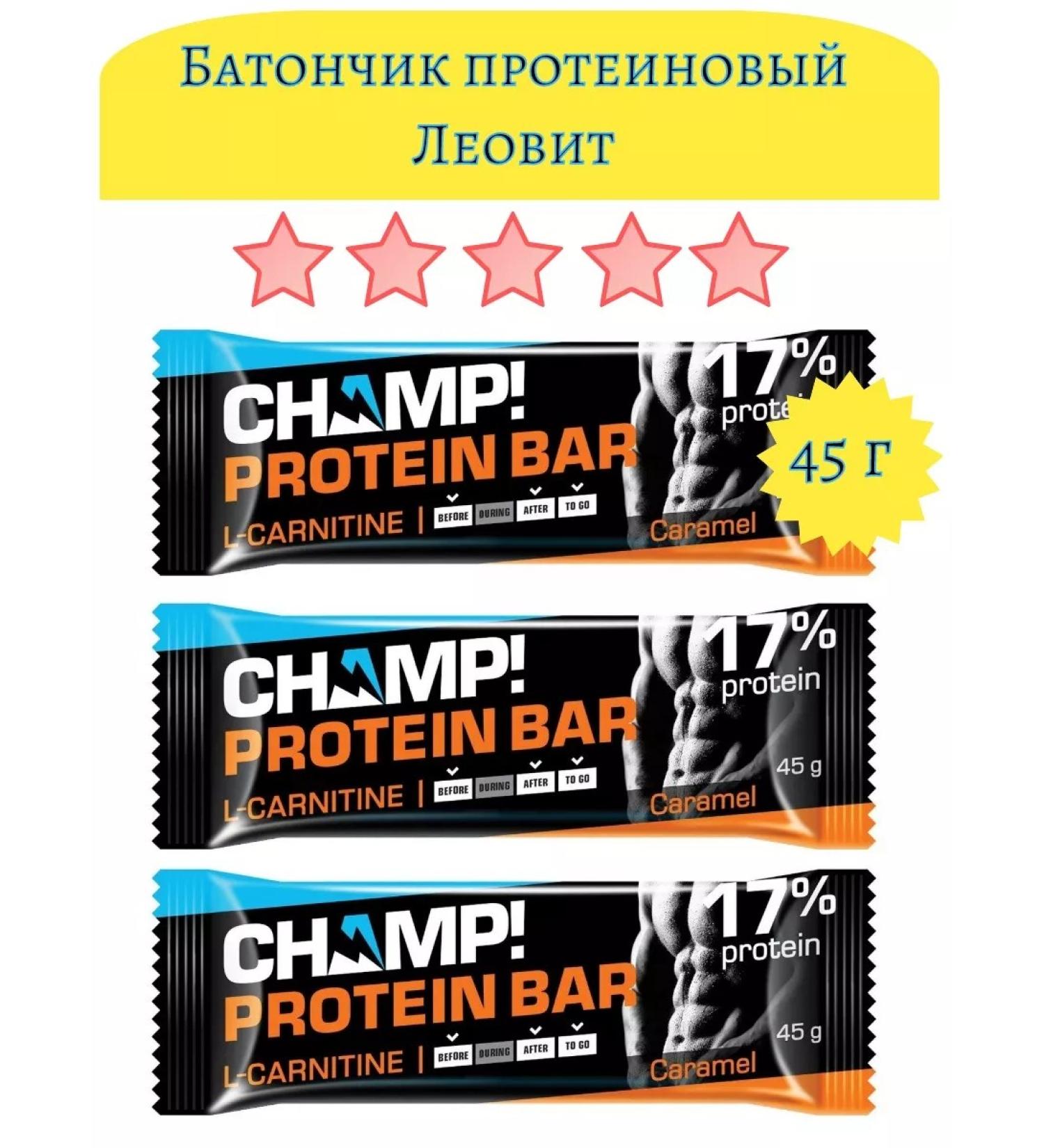 LEOVIT Batoner protein champ! Caramel 45g 3pcs