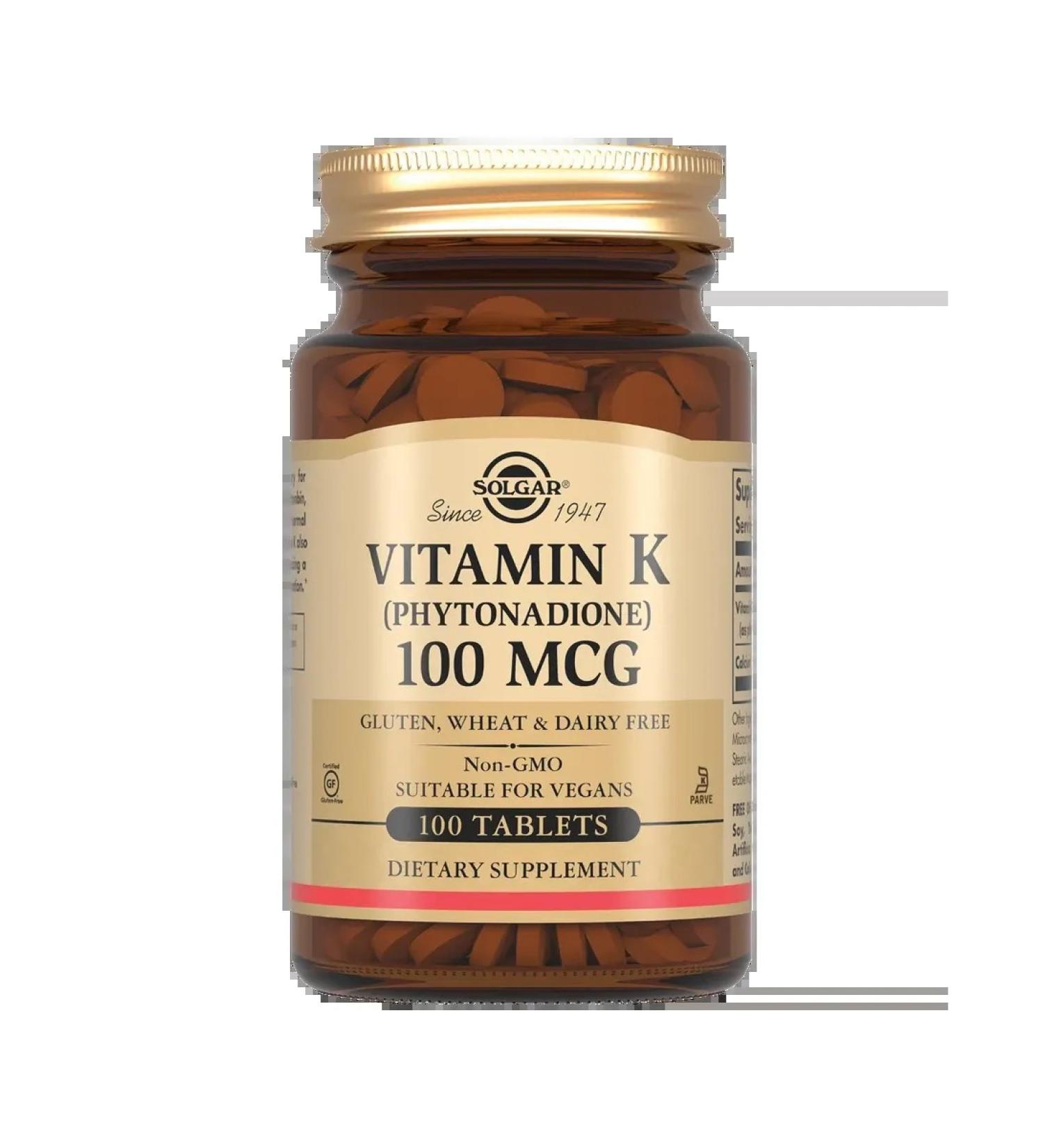 SOLGAR Vitamin K1 100 mcg 100pcs - Buy Online on GoSupps.com