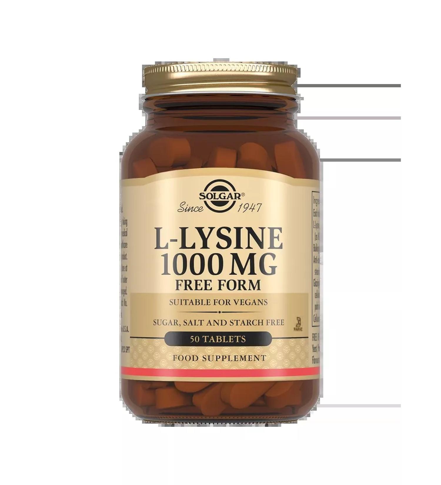 SOLGAR L Lizin 1000 mg 50 pcs - Buy Online on GoSupps.com