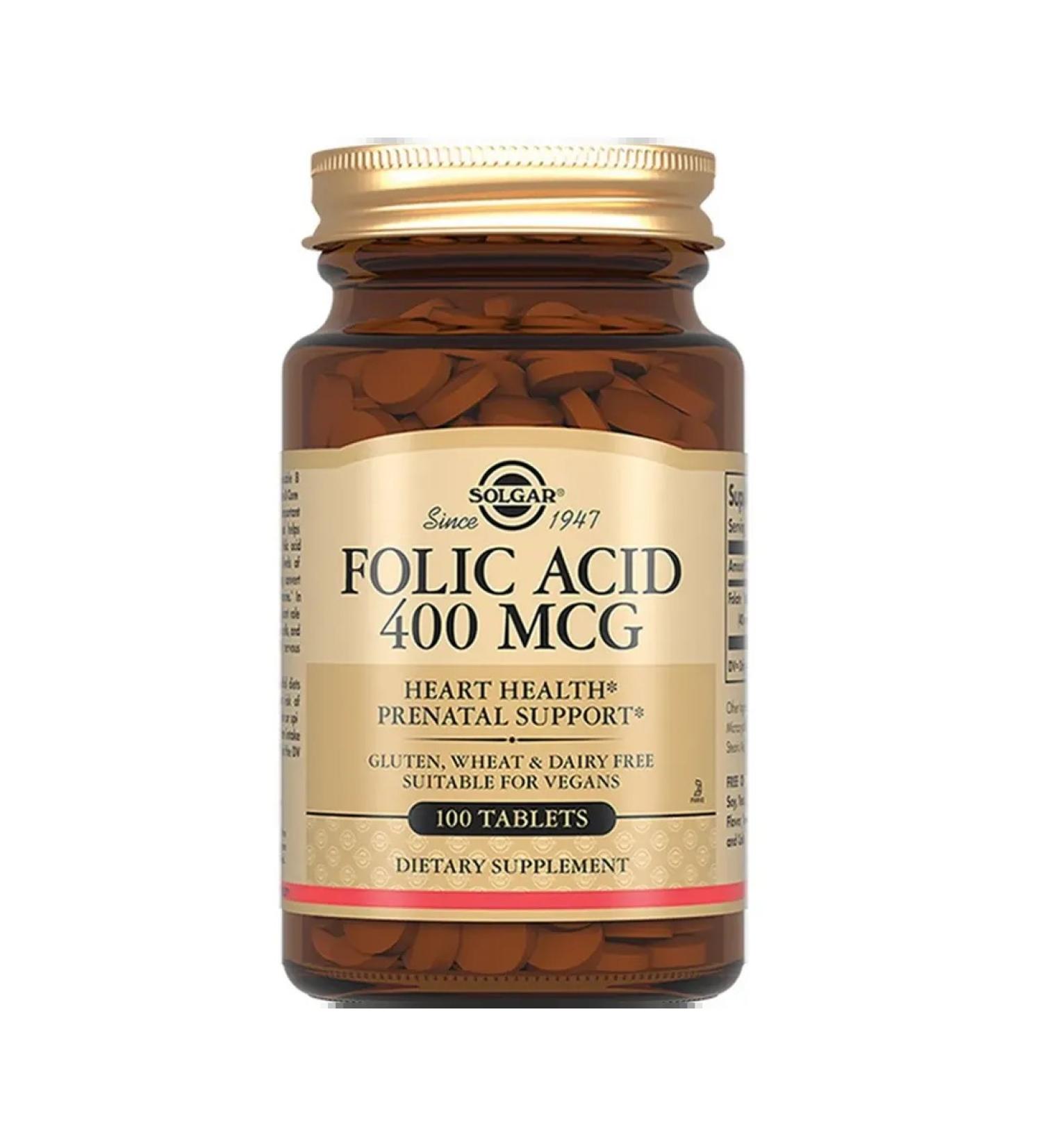 SOLGAR Folic acid 100pcs - Buy Online on GoSupps.com