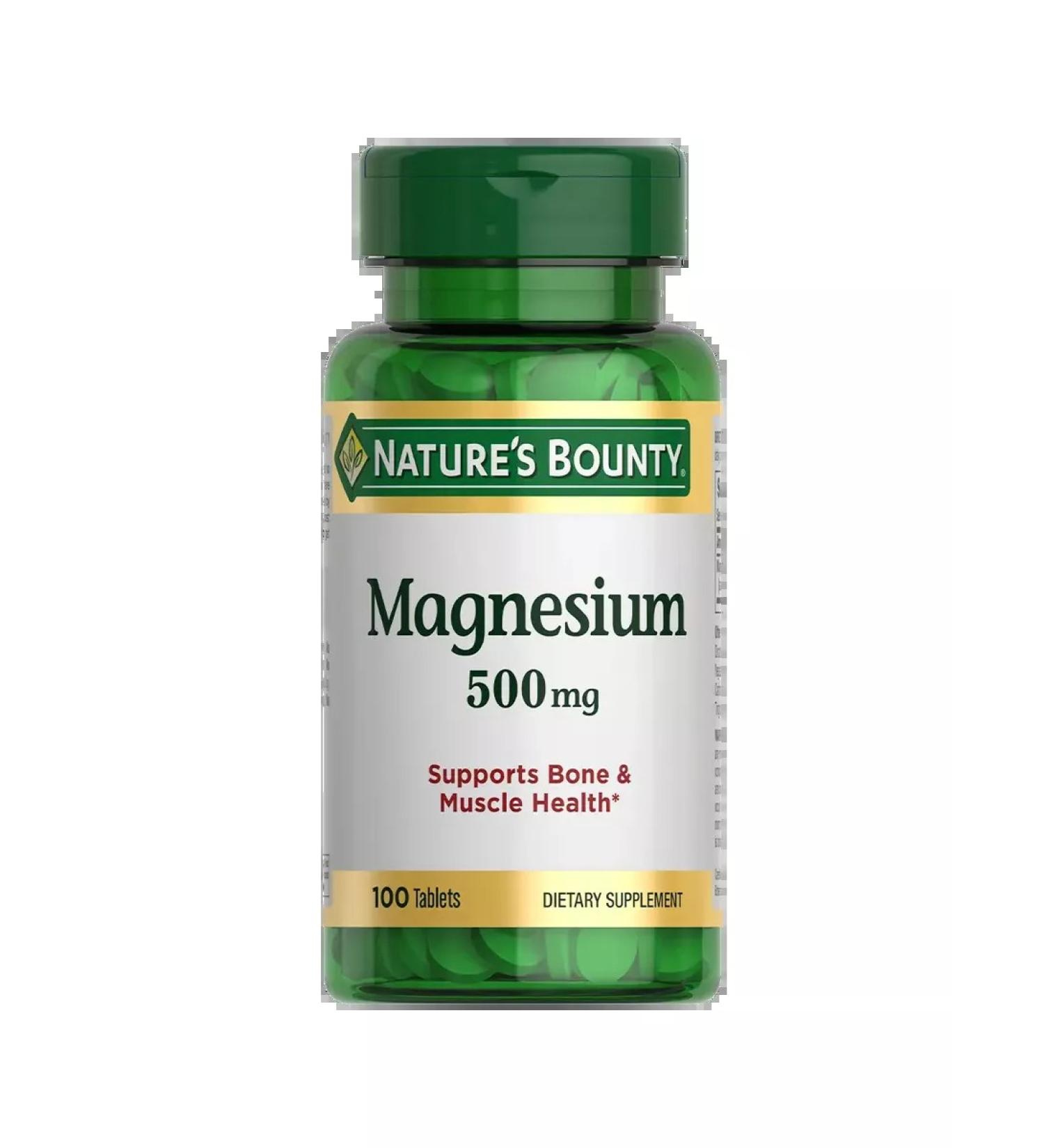Nature's Bounty Magnesium - 500 mg 100 pcs - Buy Online on GoSupps.com