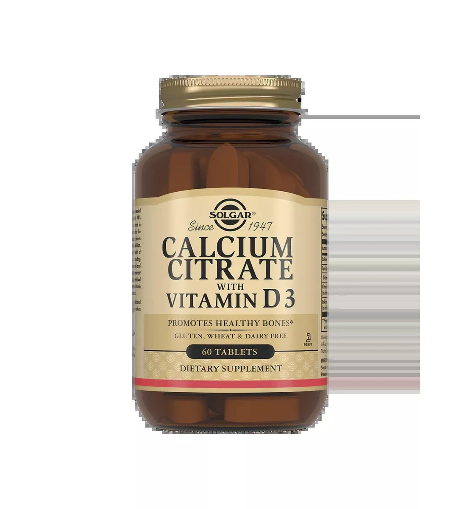 SOLGAR Calcium citrate with vitamin D3 60pcs - Buy Online on GoSupps.com