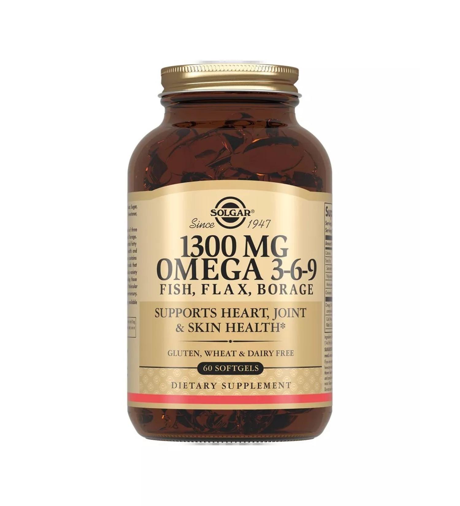 SOLGAR Fatty acid complex 1300 mg omega Z-6-9 60 pcs - Buy Online on GoSupps.com