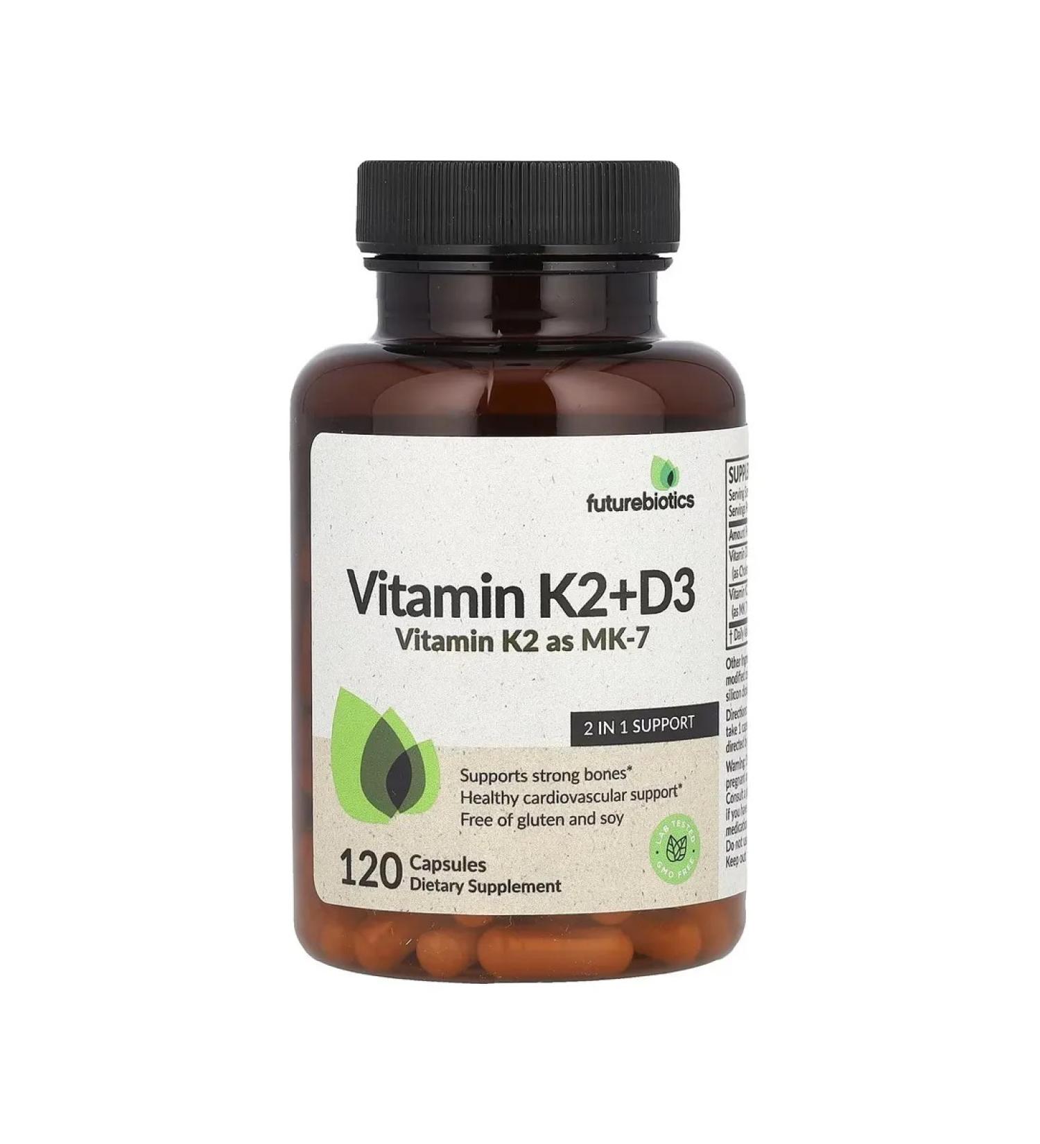 FutureBiotics Vitamins K2 + D3 MK-7 120 capsules - Buy Online on GoSupps.com