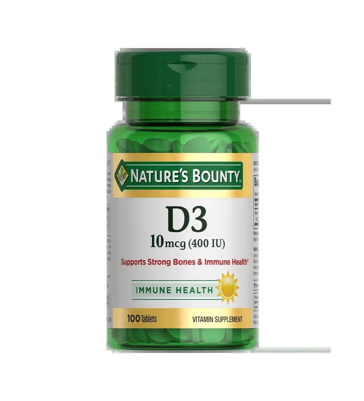 Nature's Bounty Vitamin D3 400MA 100 pcs - Buy Online on GoSupps.com