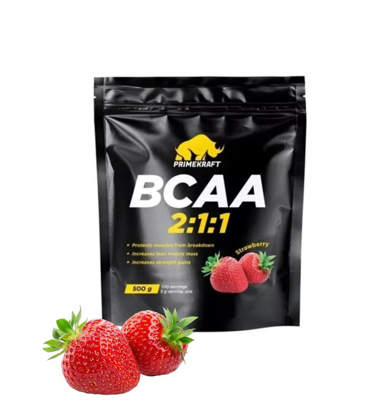 Prime Kraft Amino acids BCAA 2 1 1 strawberries 500g - Buy Online on GoSupps.com
