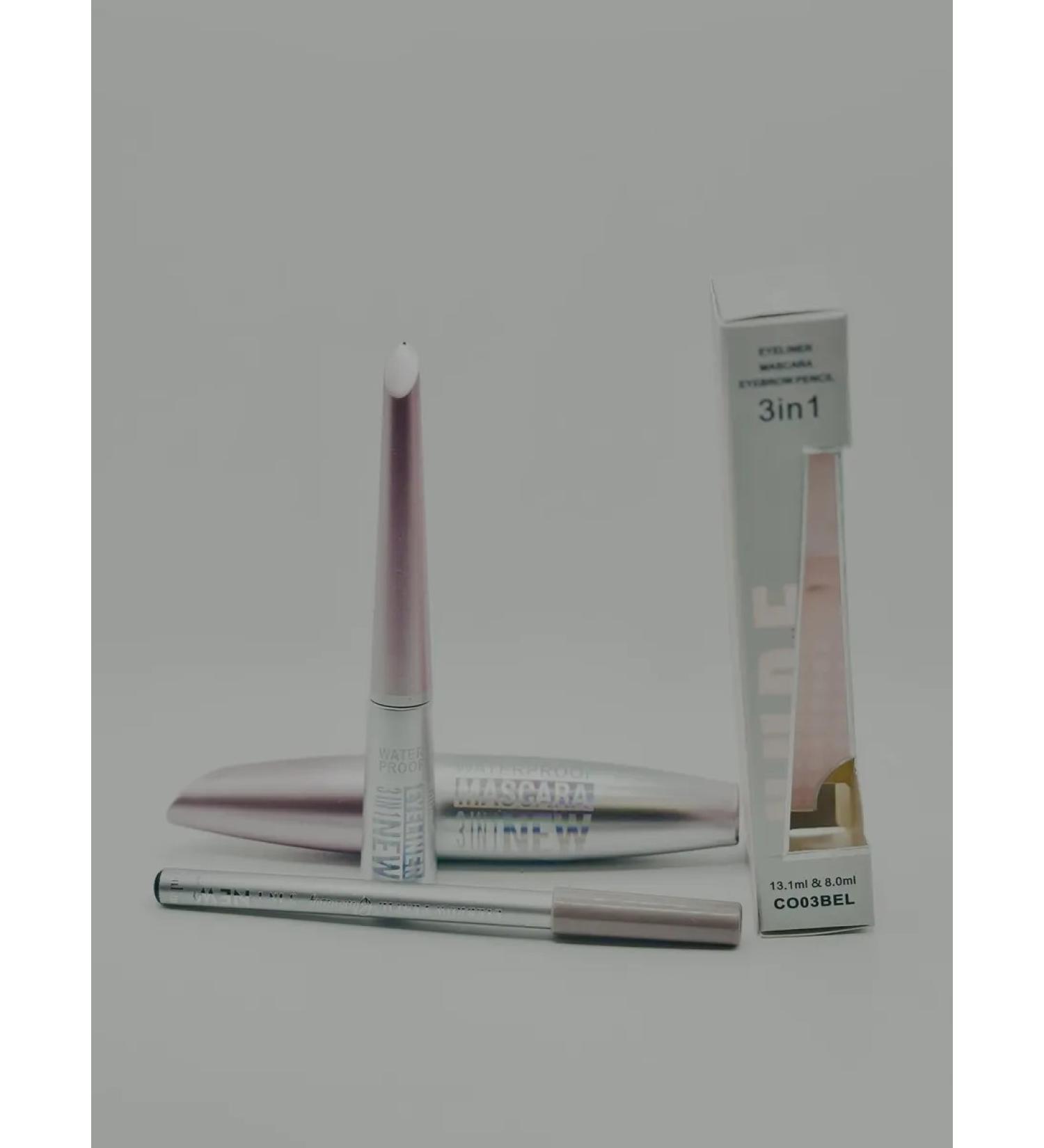 Set 3 in 1 for eye makeup nude mascara eyeliner pencil