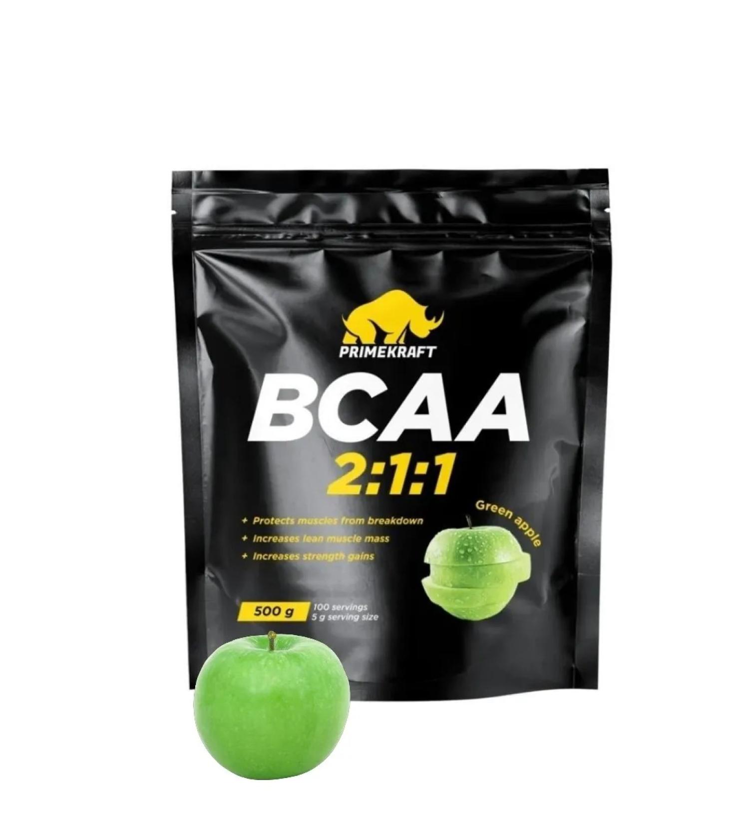 Prime Kraft Amino acids bcaa 2 1 1 green apple 500 g - Buy Online on GoSupps.com