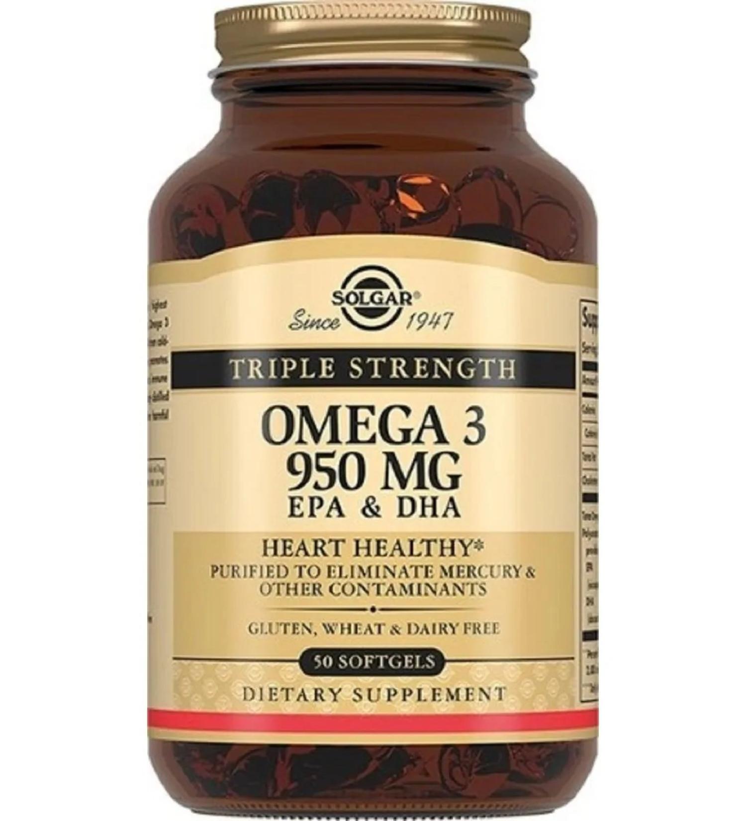 SOLGAR Triple omega-3 950 mg EPK and DGK 50 pcs capsule