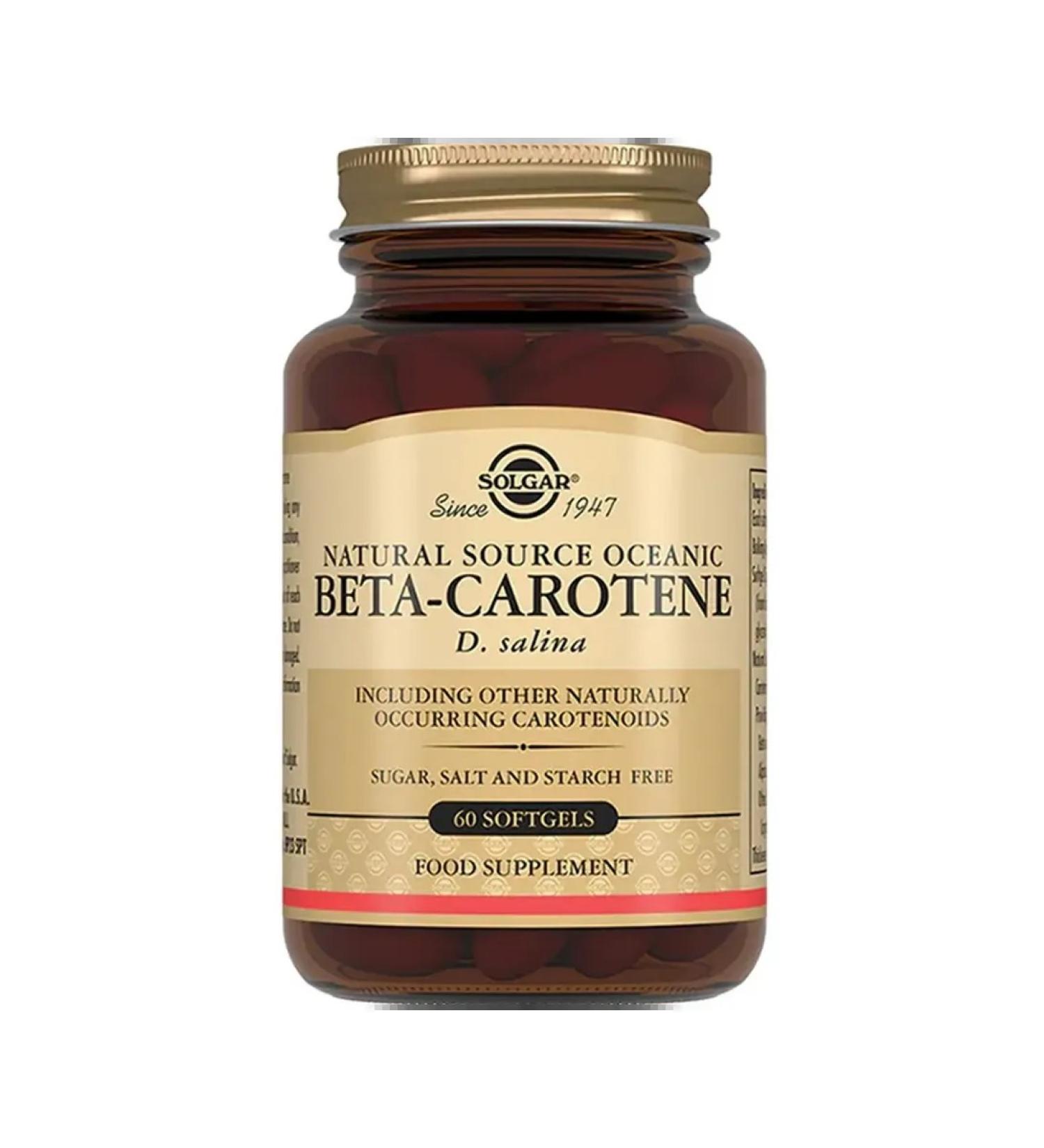 SOLGAR Beta-carotene of ocean algae D. Salina 60 pcs - Buy Online on GoSupps.com