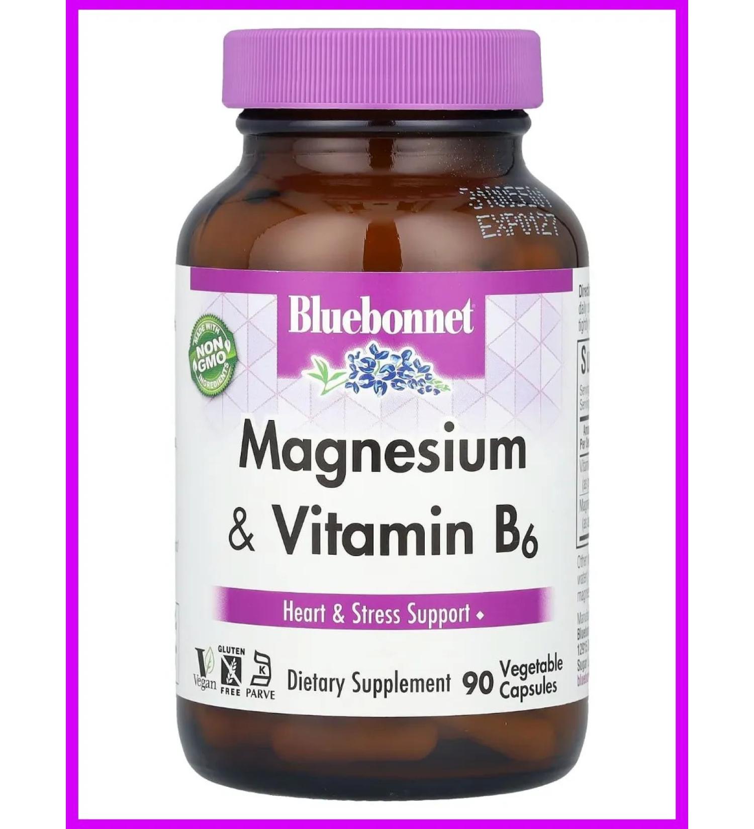 Bluebonnet Nutrition Magnesium and vitamin B6 90 vegetarian capsules