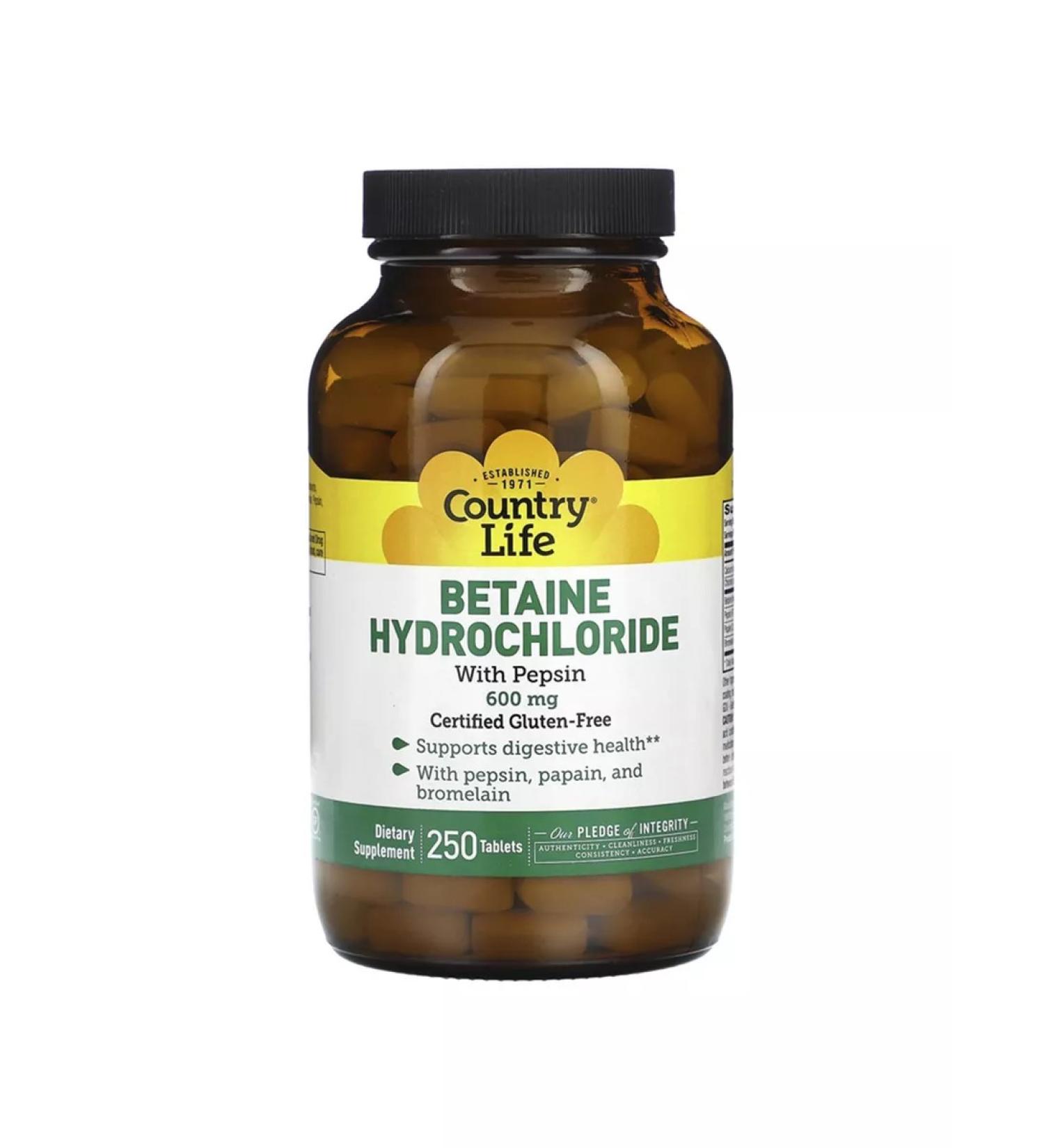 Country Life Pepsin 600 mg 250 tablets.
