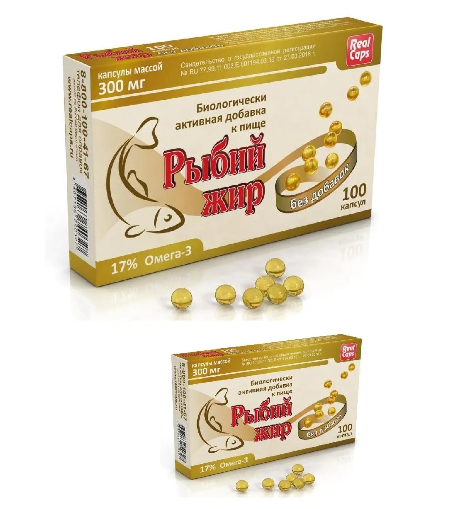 Real Caps Fish oil without additives 300 mg No. 100 - 2 lips