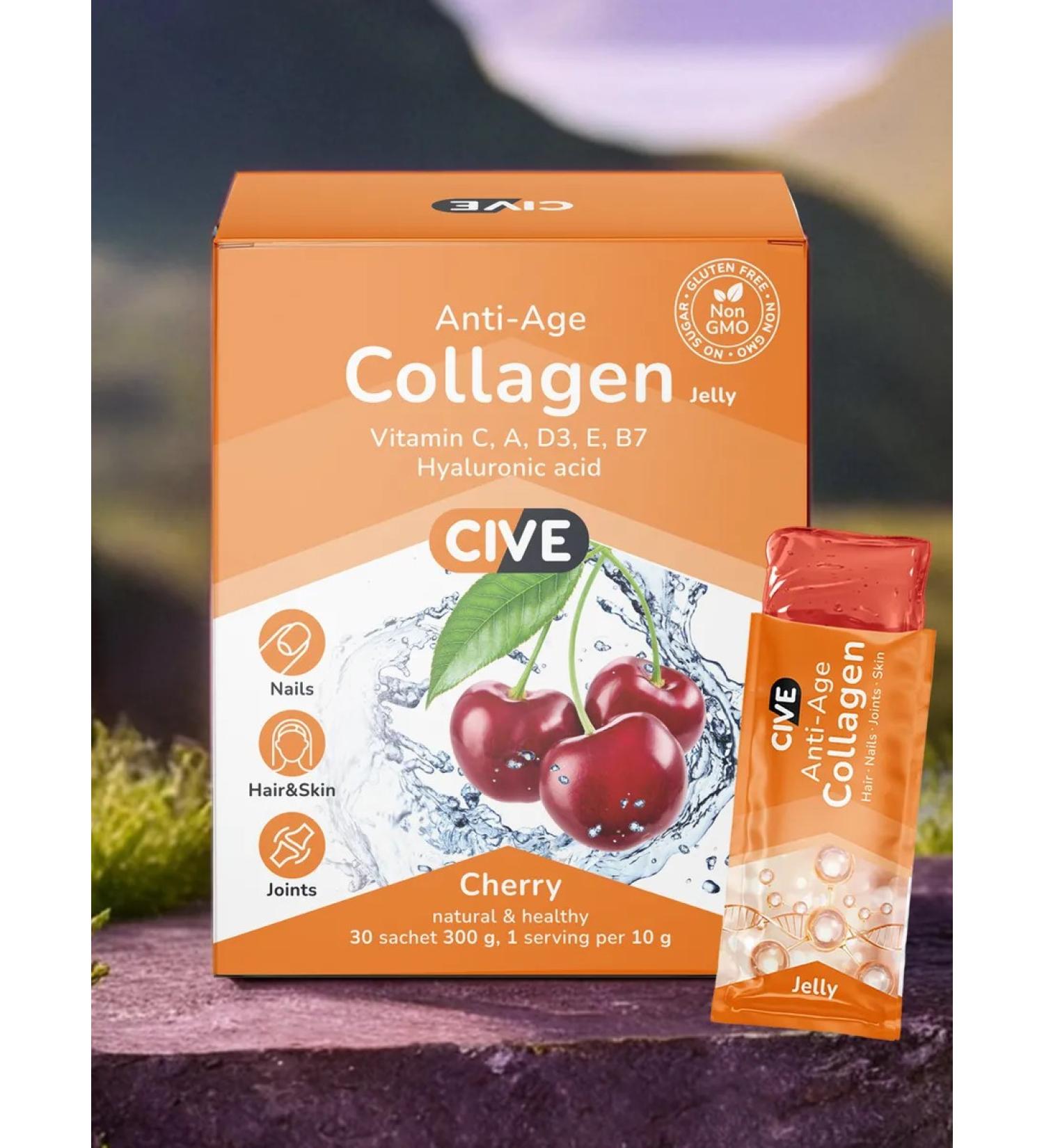 CIVE Collagen in jelly with vitamin C taste of cherries 30 sticks - Buy Online on GoSupps.com
