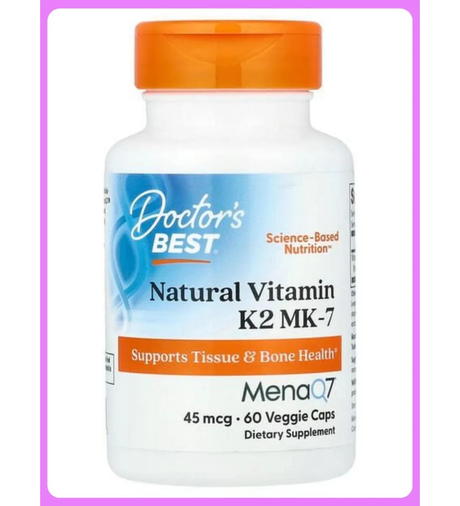 Doctor's Best Vitamin K2 MK-7 with Menaq7 45 g 60 capsules - Buy Online on GoSupps.com