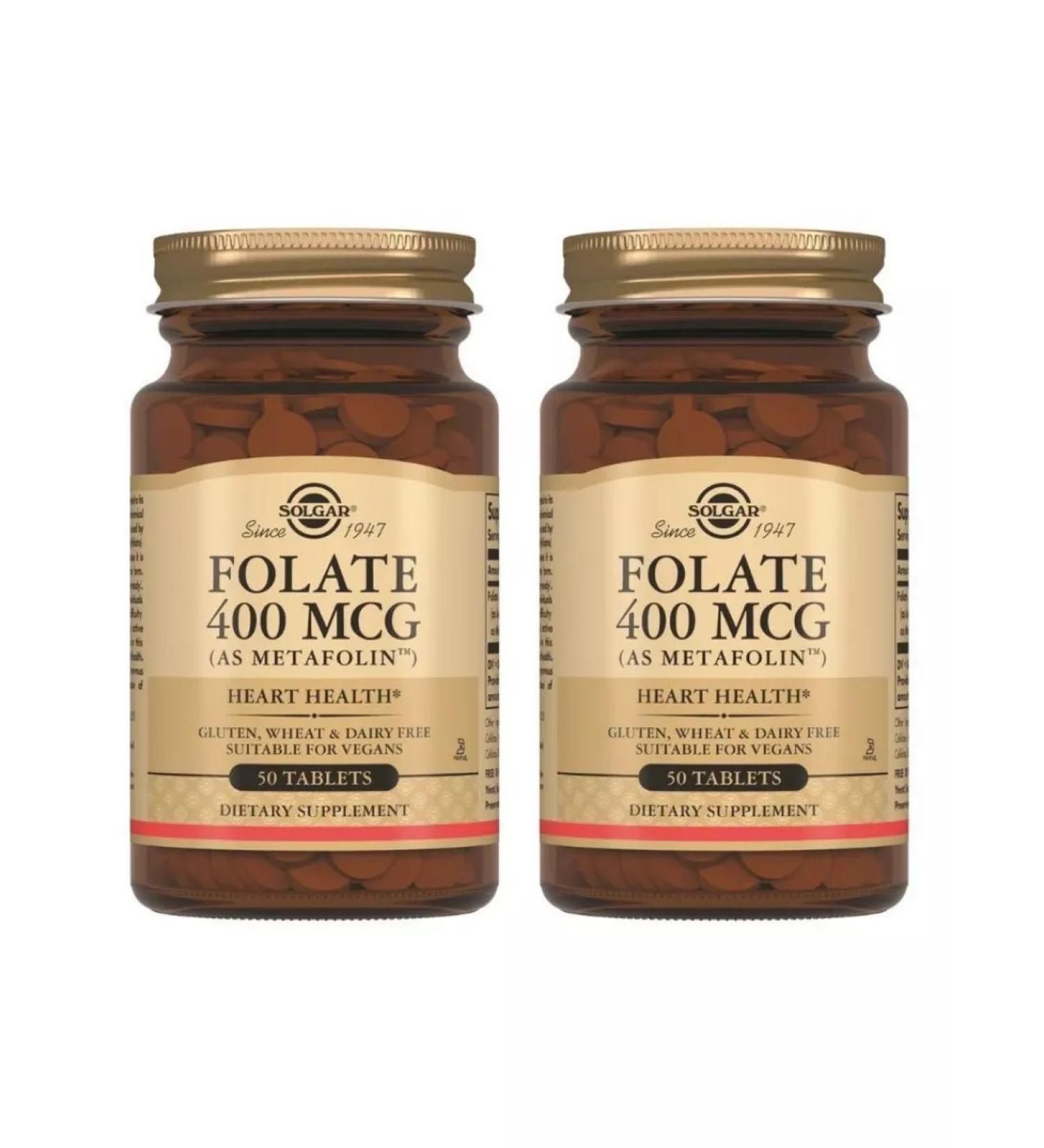 Solgar Folat 400 mcg metapolin 50 tab (250 mg) x 2 units - Buy Online on GoSupps.com