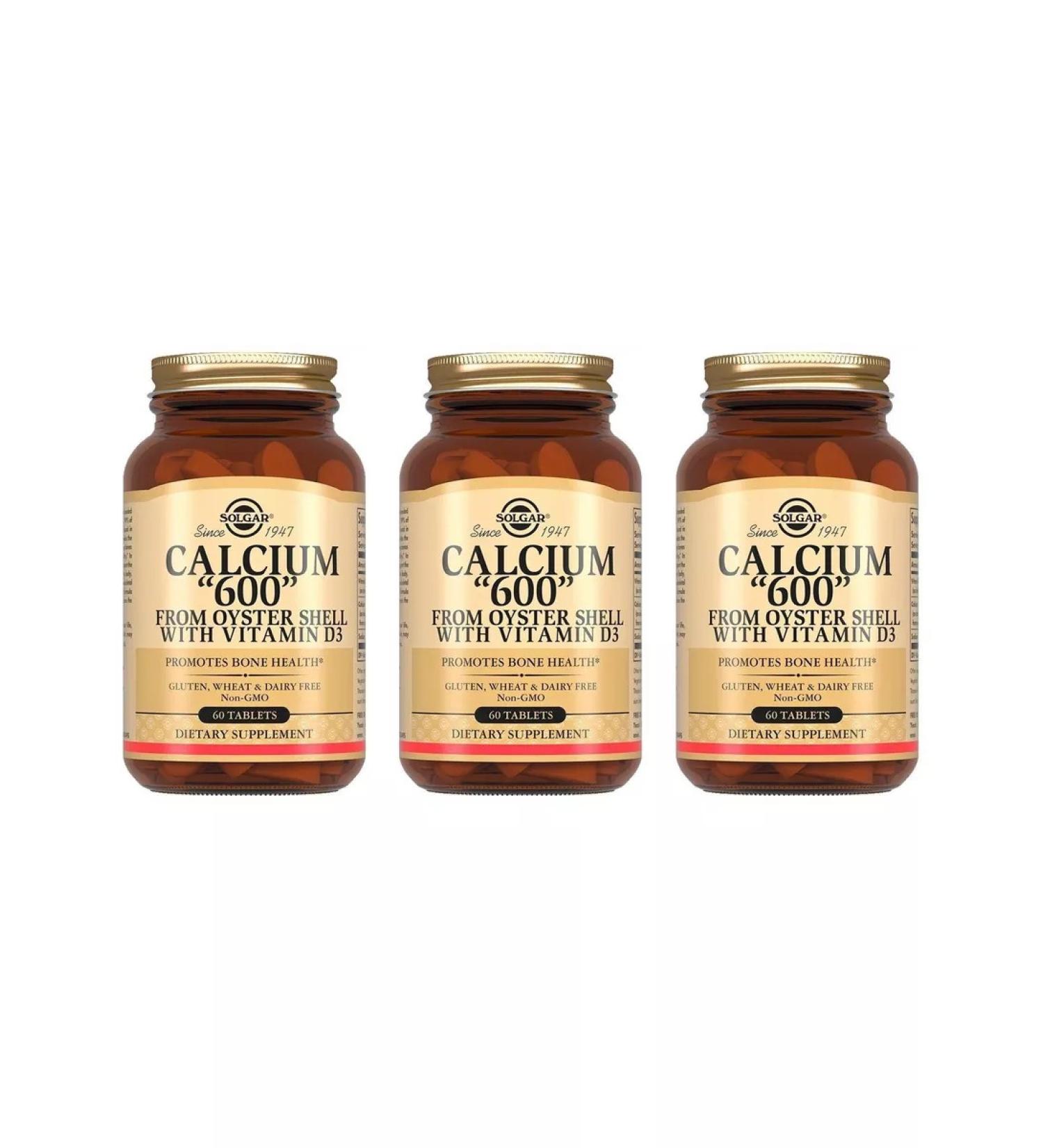 Solgar Calcium 600 dietary supplements 60 tabs (2.02 g) x 3 - Buy Online on GoSupps.com