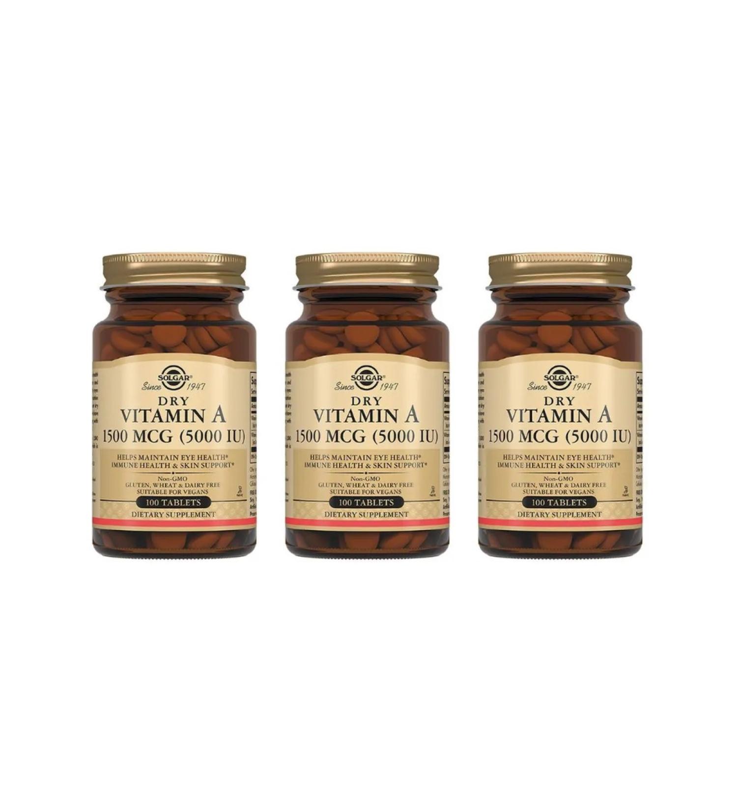 Solgar dry vitamin A 1500 g 100 tab (370 mg) x 3 - Buy Online on GoSupps.com