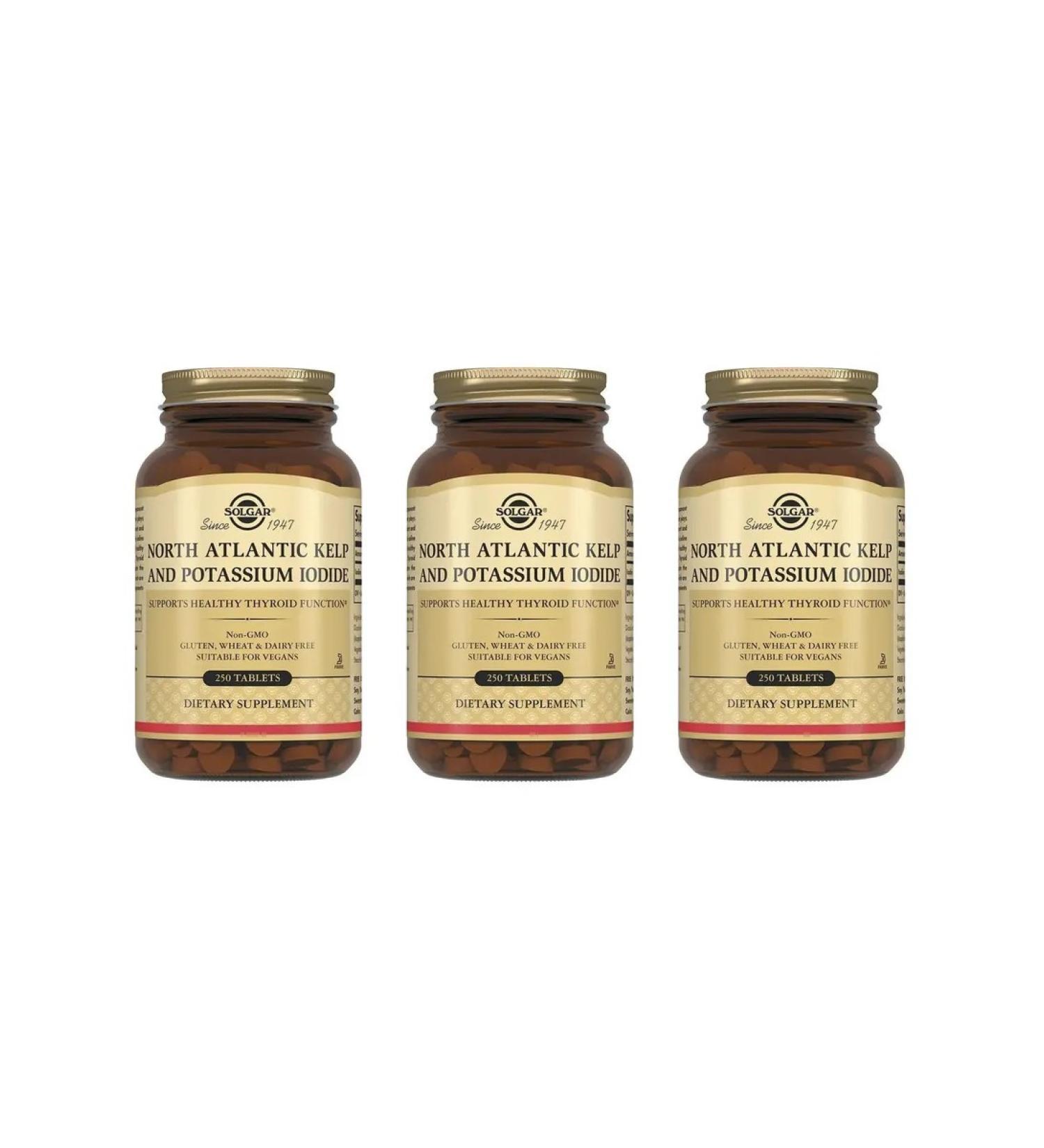 Solgar iodine made of algae and iodide potassium 250 tab x 3 - Buy Online on GoSupps.com