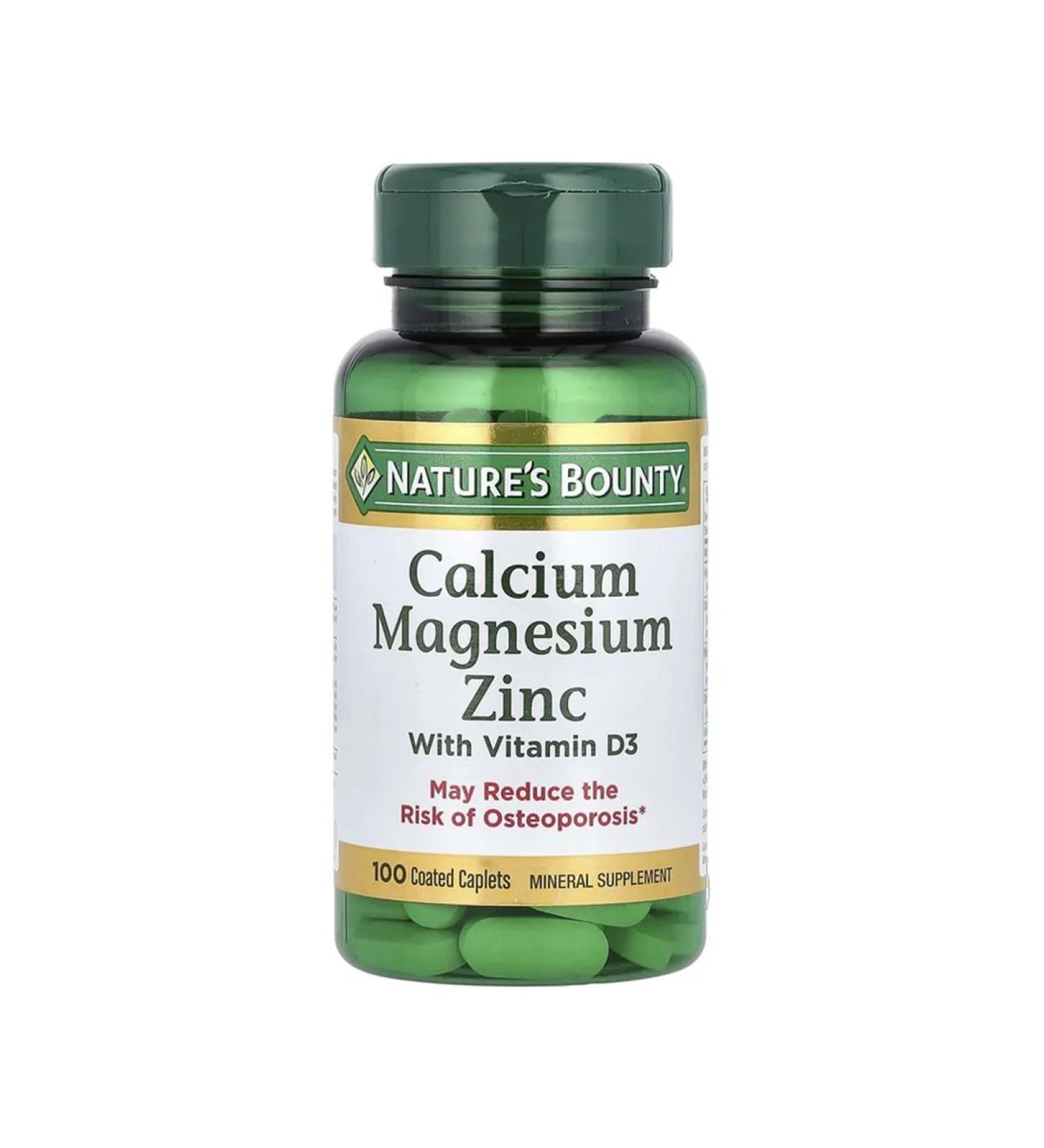 Nature's Bounty Calcium magnesium and zinc with vitamin D3 100 capsules in the shell